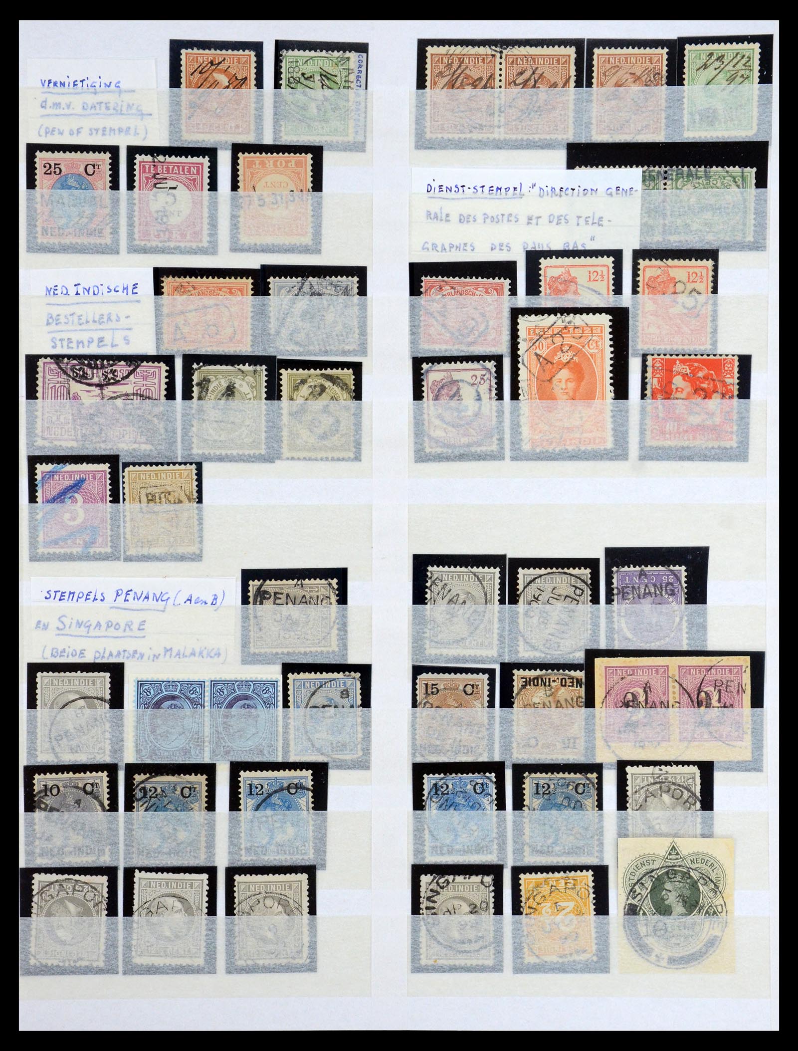 35616 001 - Postzegelverzameling 35616 Nederlands indië stempels.