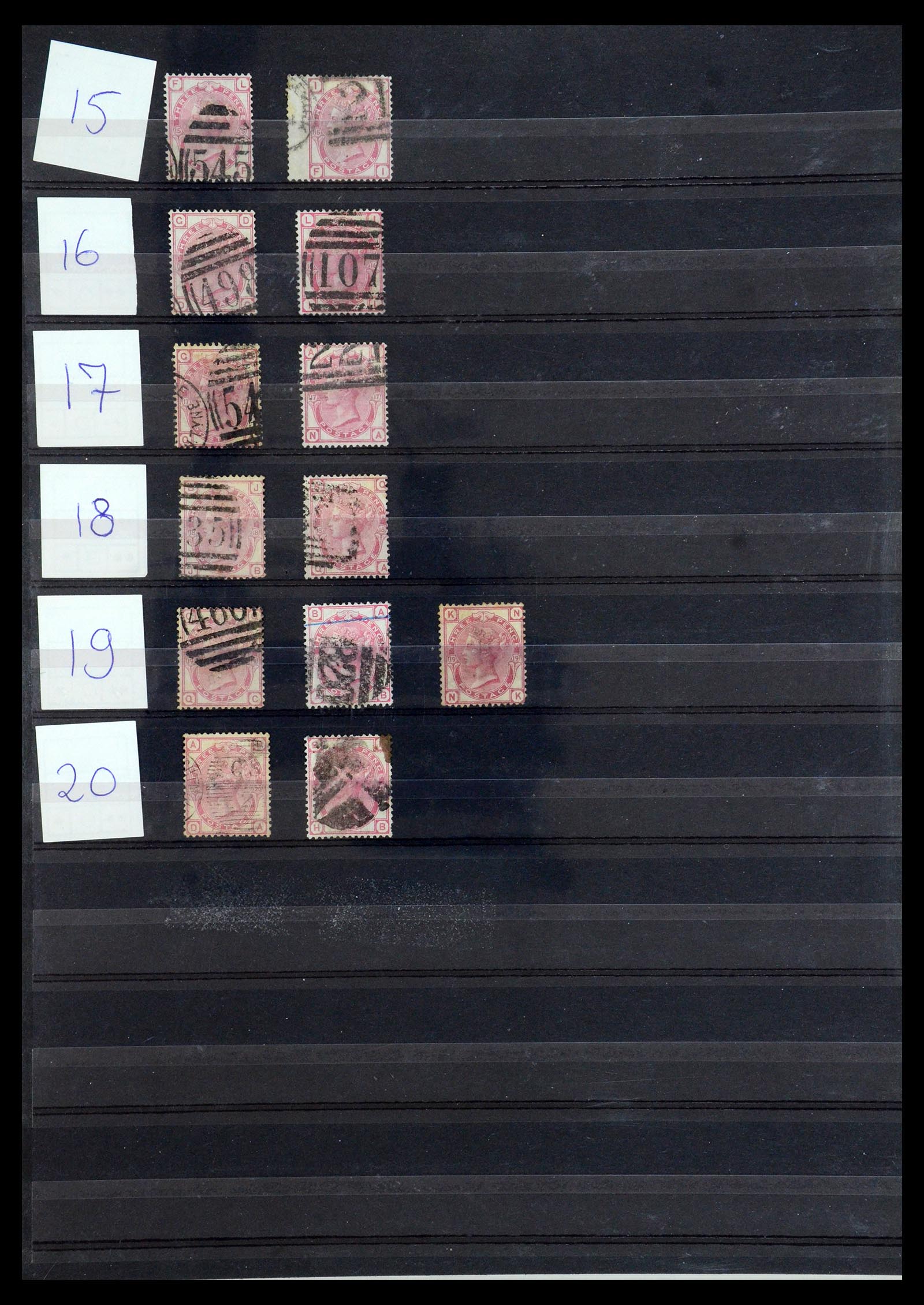 35623 005 - Stamp Collection 35623 Great Britain 1855-1867 plate numbers.