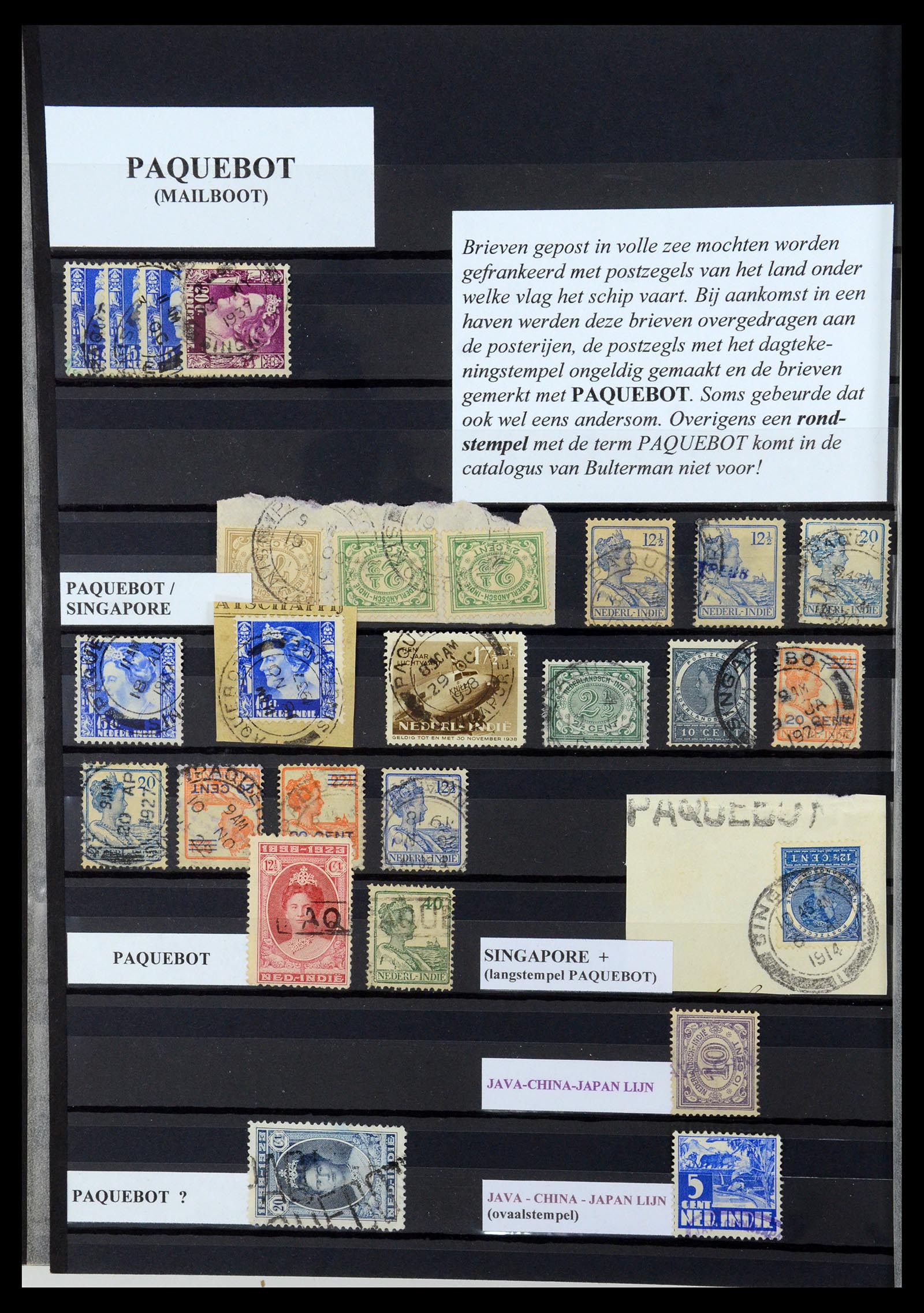 35628 030 - Postzegelverzameling 35628 Nederlands Indië stempels.
