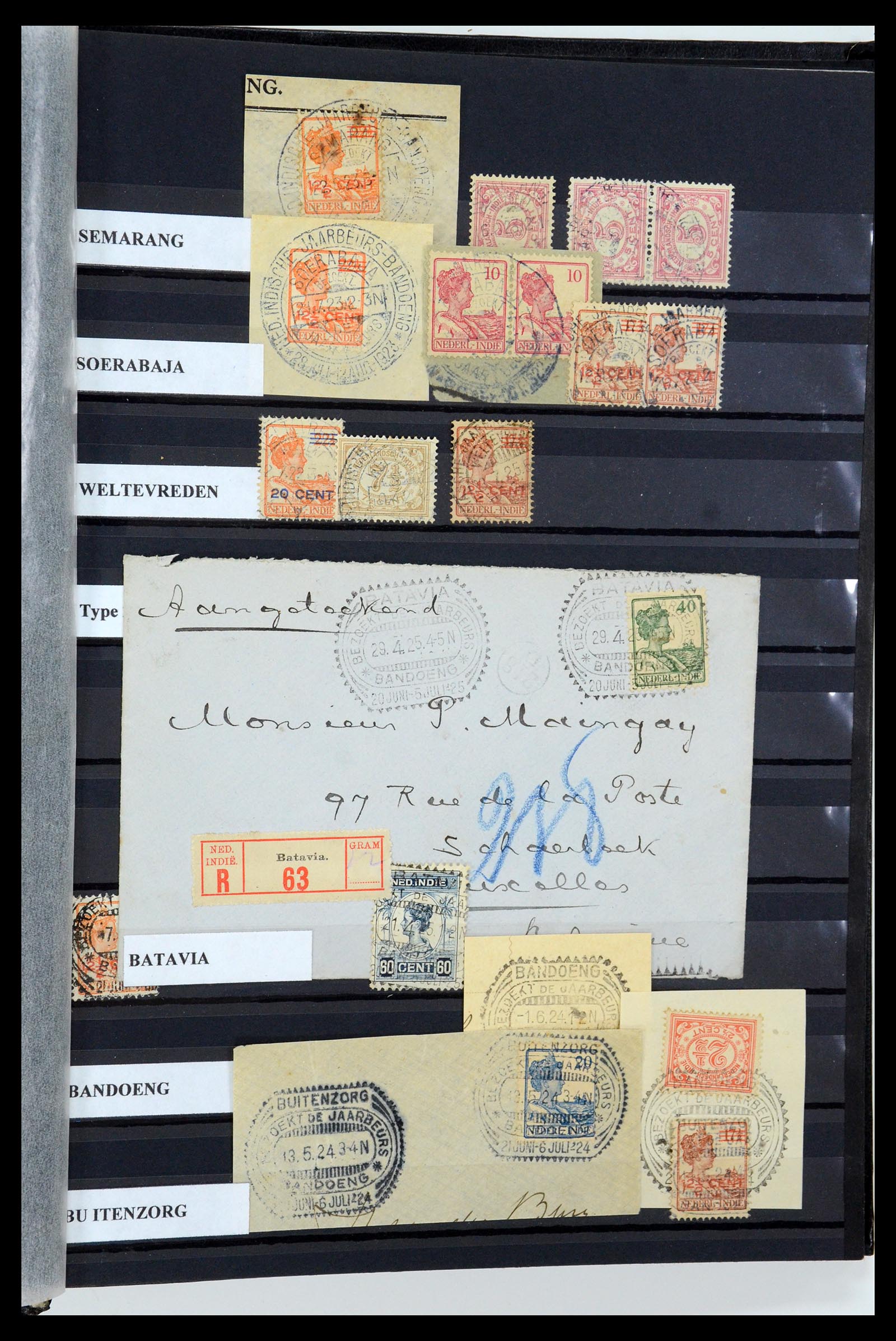35628 035 - Postzegelverzameling 35628 Nederlands Indië stempels.