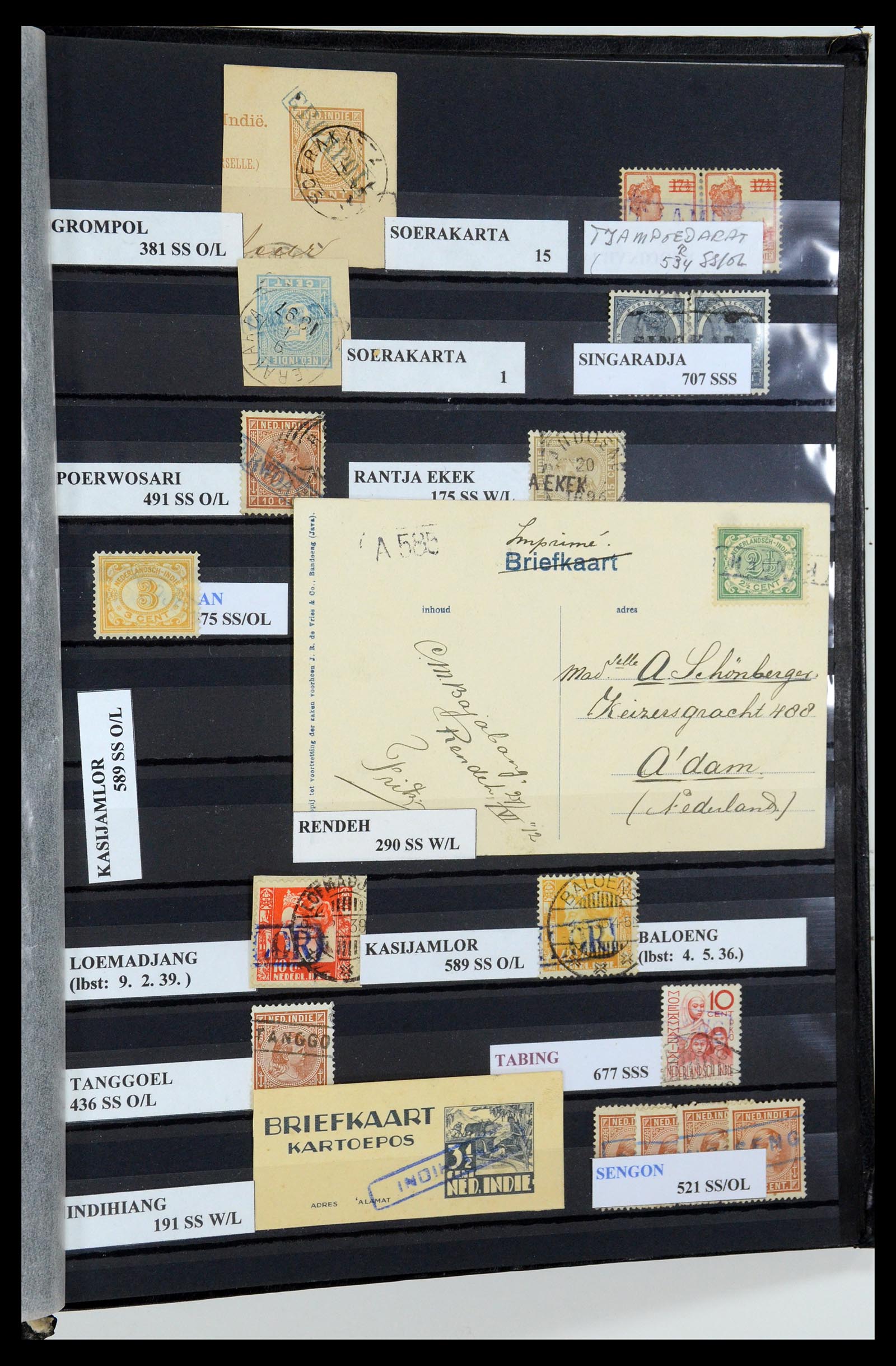 35628 041 - Postzegelverzameling 35628 Nederlands Indië stempels.