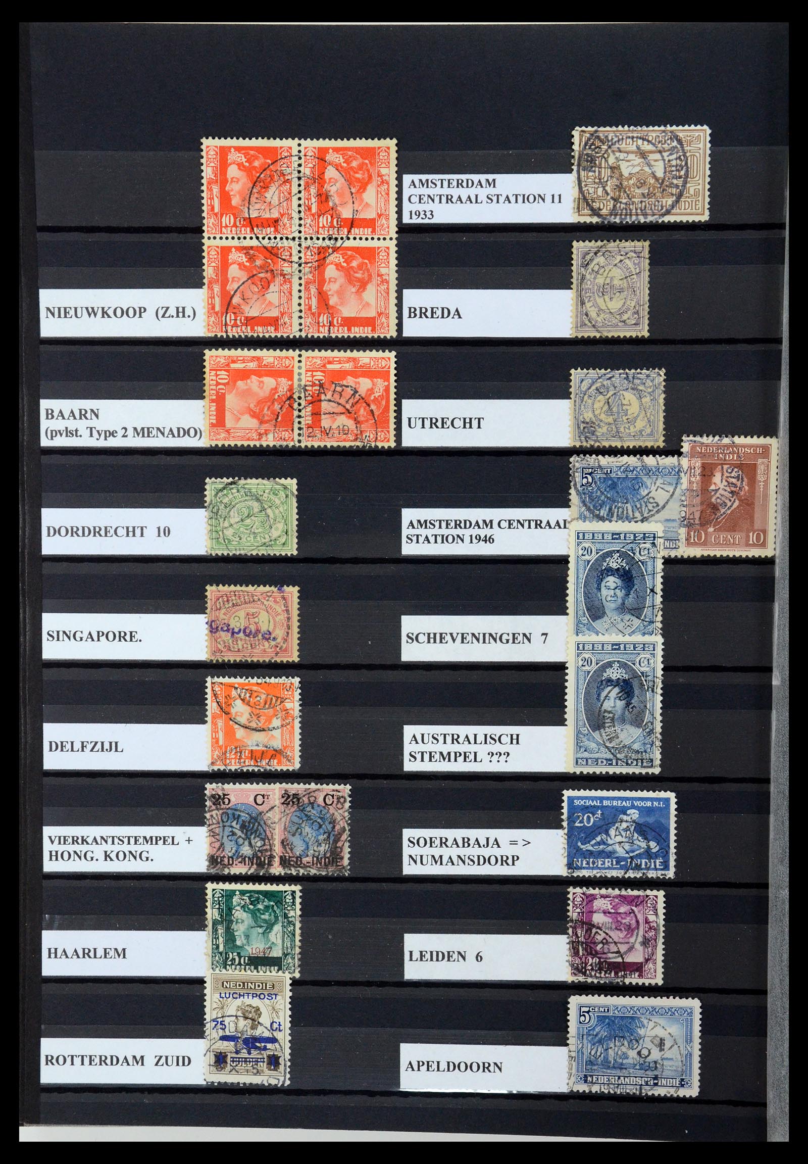 35628 044 - Postzegelverzameling 35628 Nederlands Indië stempels.
