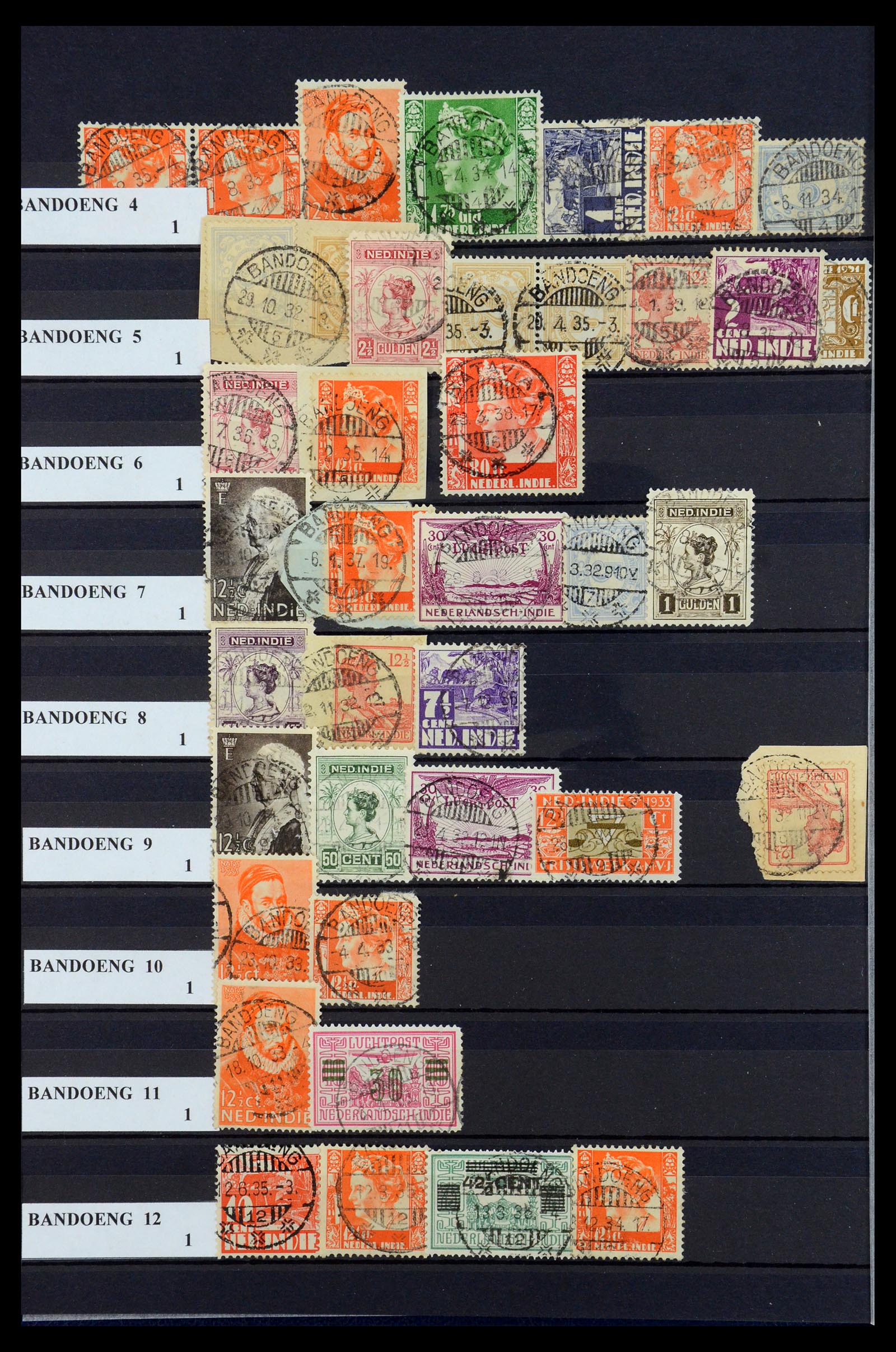 35628 046 - Postzegelverzameling 35628 Nederlands Indië stempels.