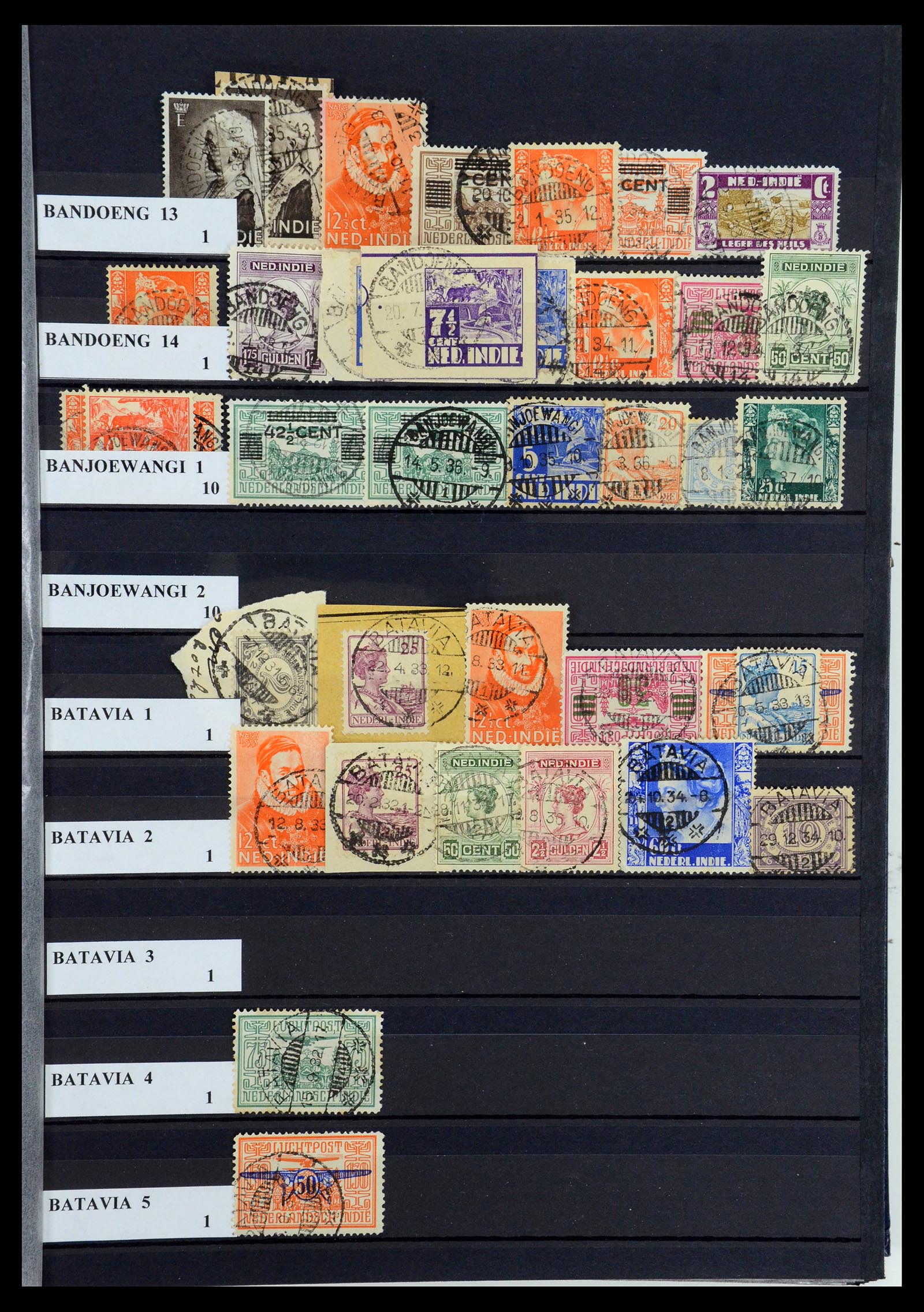 35628 047 - Postzegelverzameling 35628 Nederlands Indië stempels.