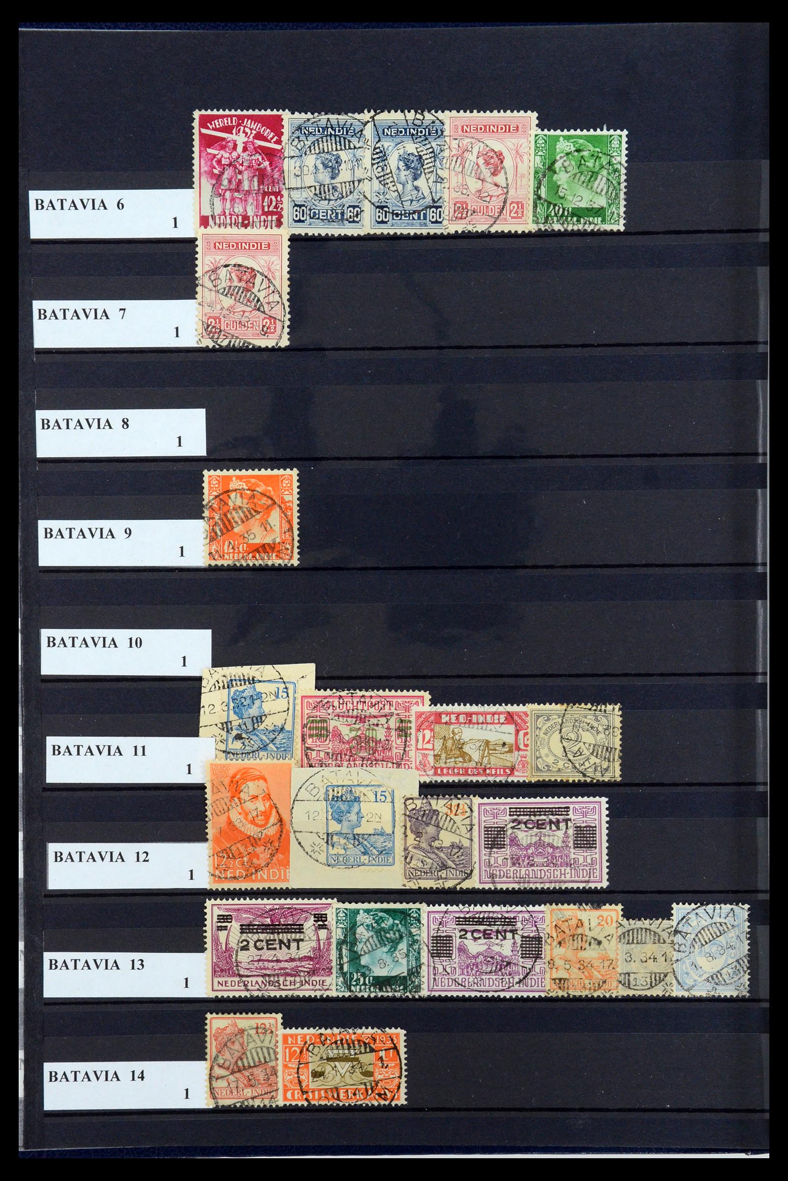 35628 048 - Postzegelverzameling 35628 Nederlands Indië stempels.