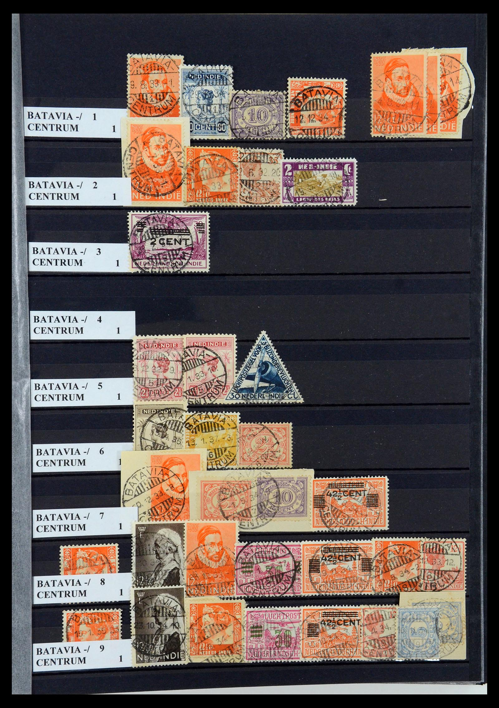 35628 049 - Postzegelverzameling 35628 Nederlands Indië stempels.