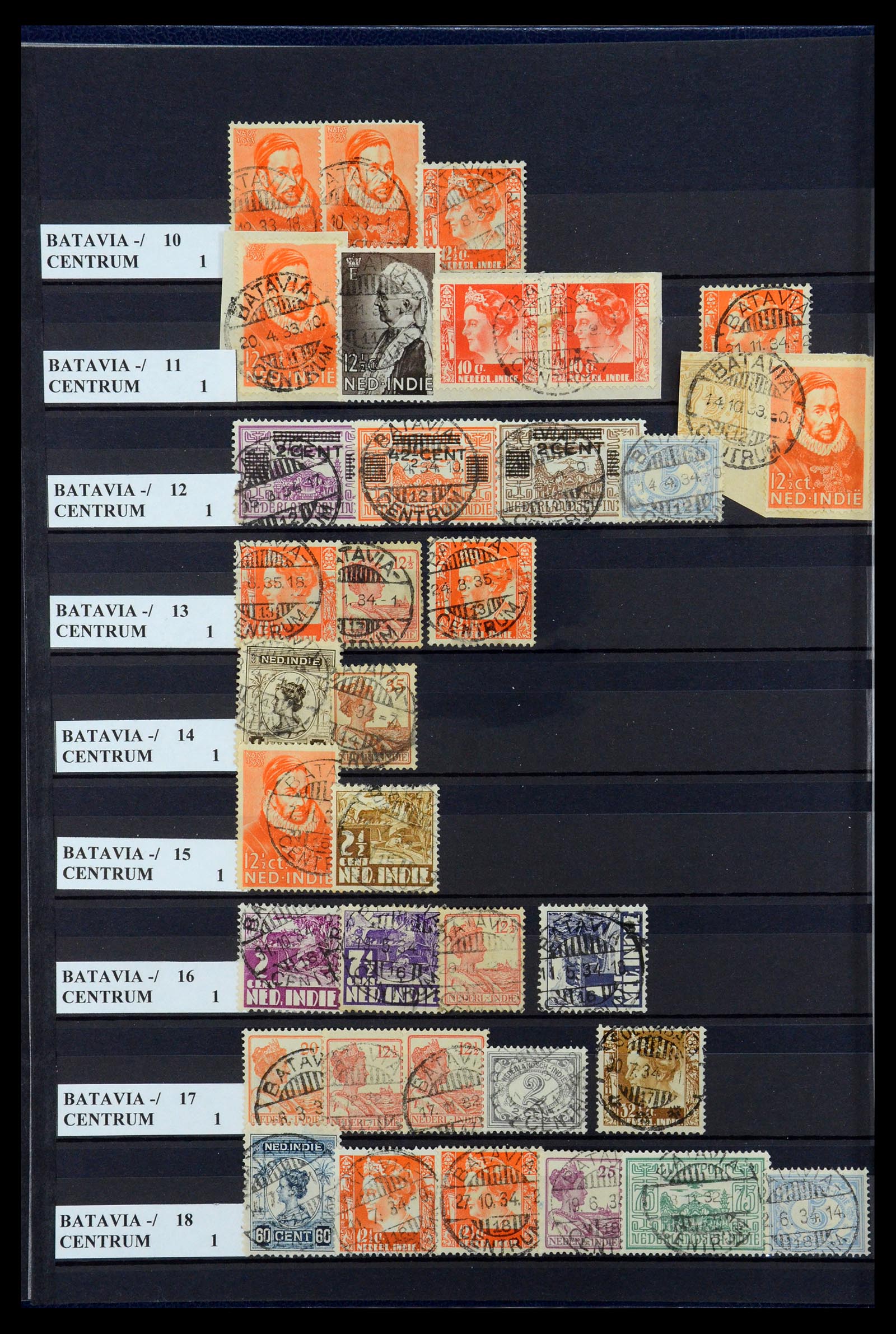 35628 050 - Postzegelverzameling 35628 Nederlands Indië stempels.