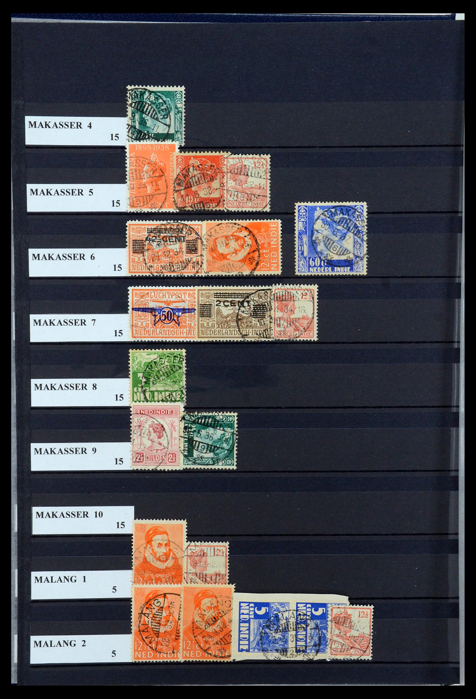 35628 054 - Postzegelverzameling 35628 Nederlands Indië stempels.