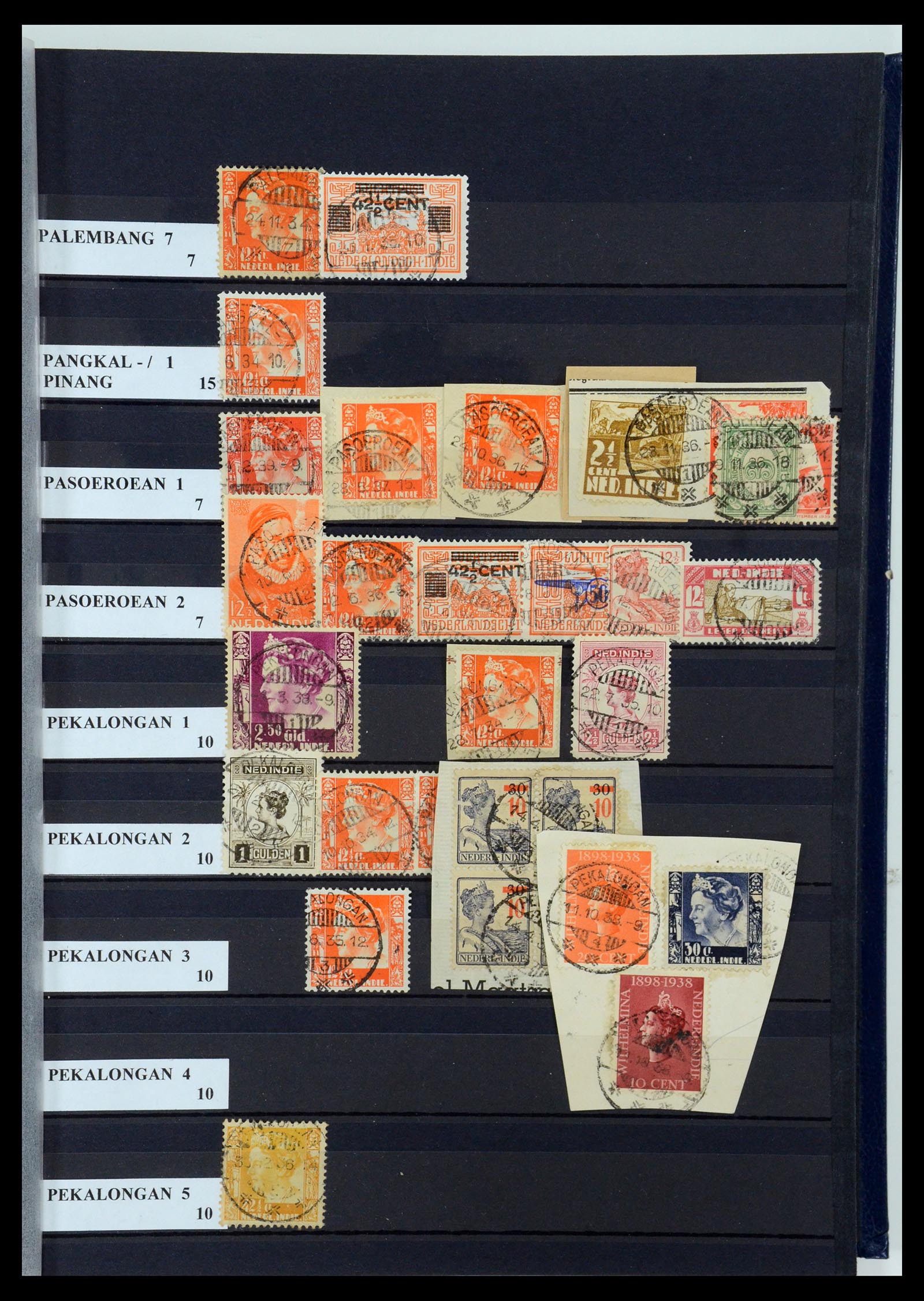 35628 059 - Postzegelverzameling 35628 Nederlands Indië stempels.