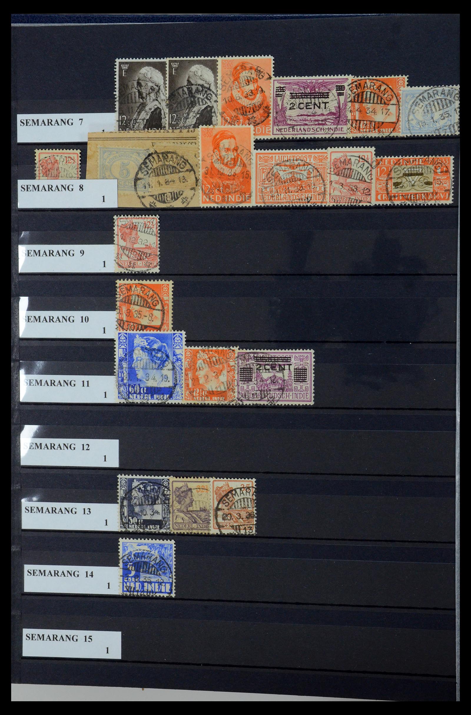 35628 062 - Postzegelverzameling 35628 Nederlands Indië stempels.