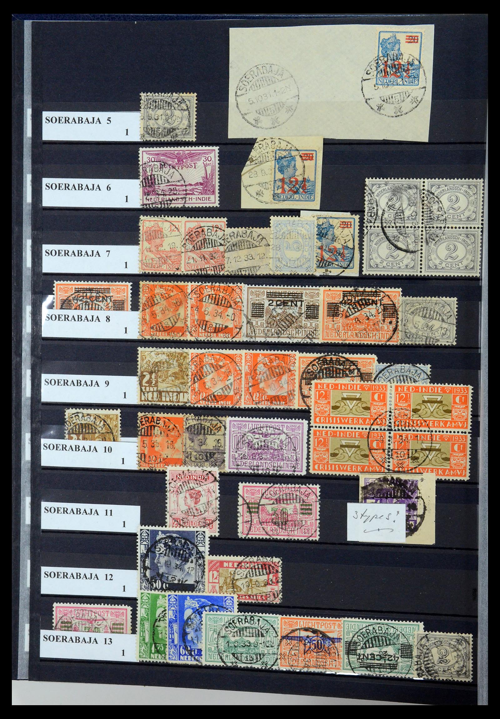 35628 064 - Postzegelverzameling 35628 Nederlands Indië stempels.