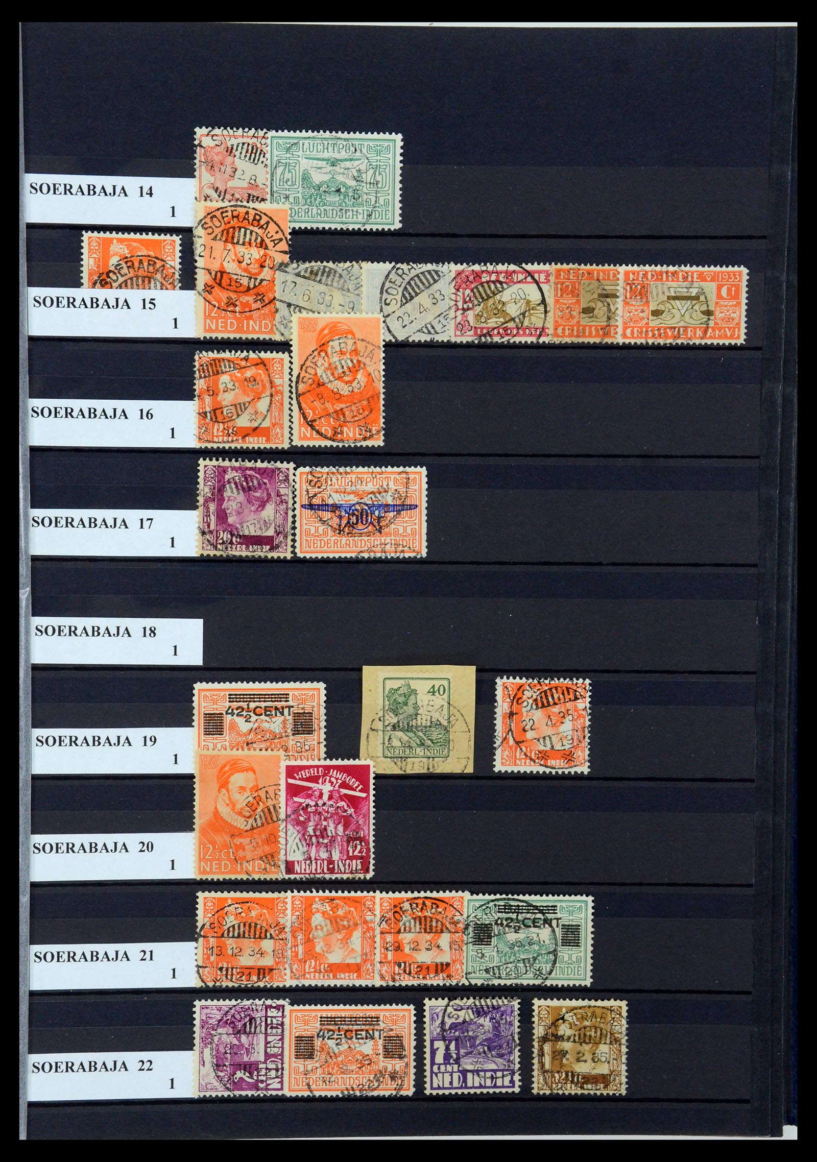 35628 065 - Postzegelverzameling 35628 Nederlands Indië stempels.