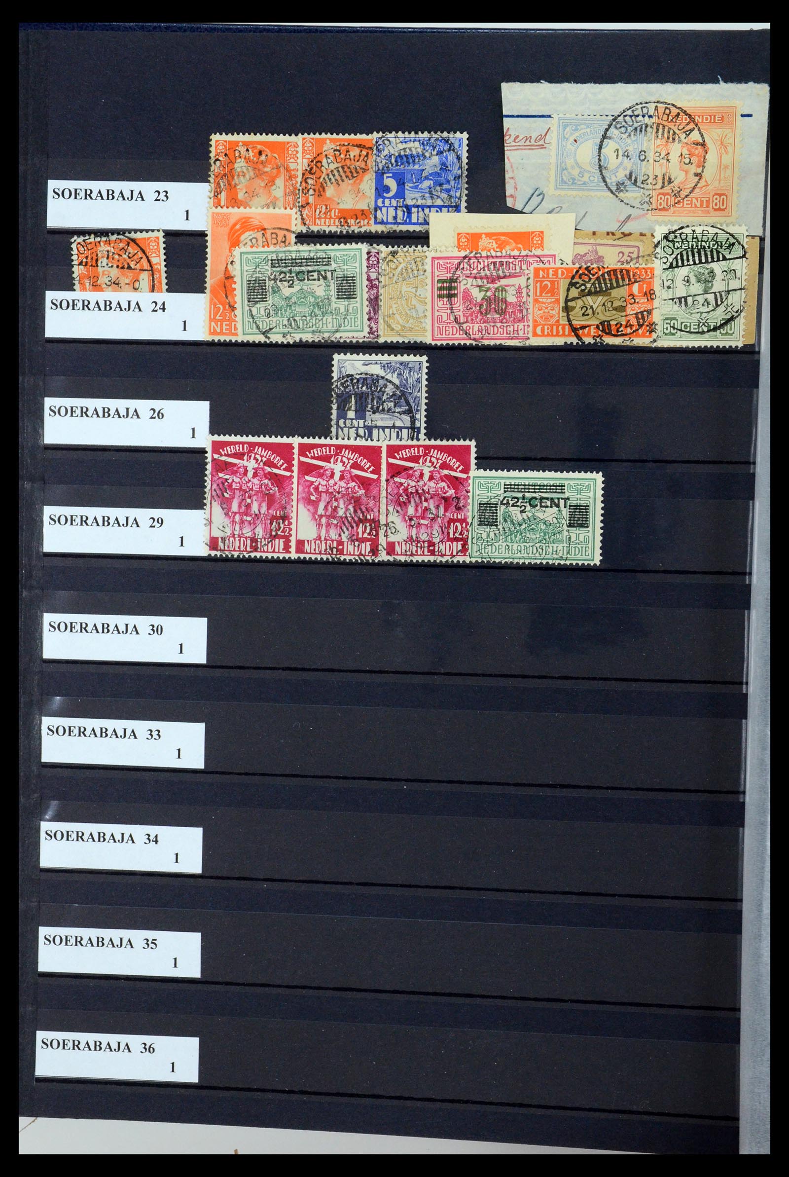 35628 066 - Postzegelverzameling 35628 Nederlands Indië stempels.
