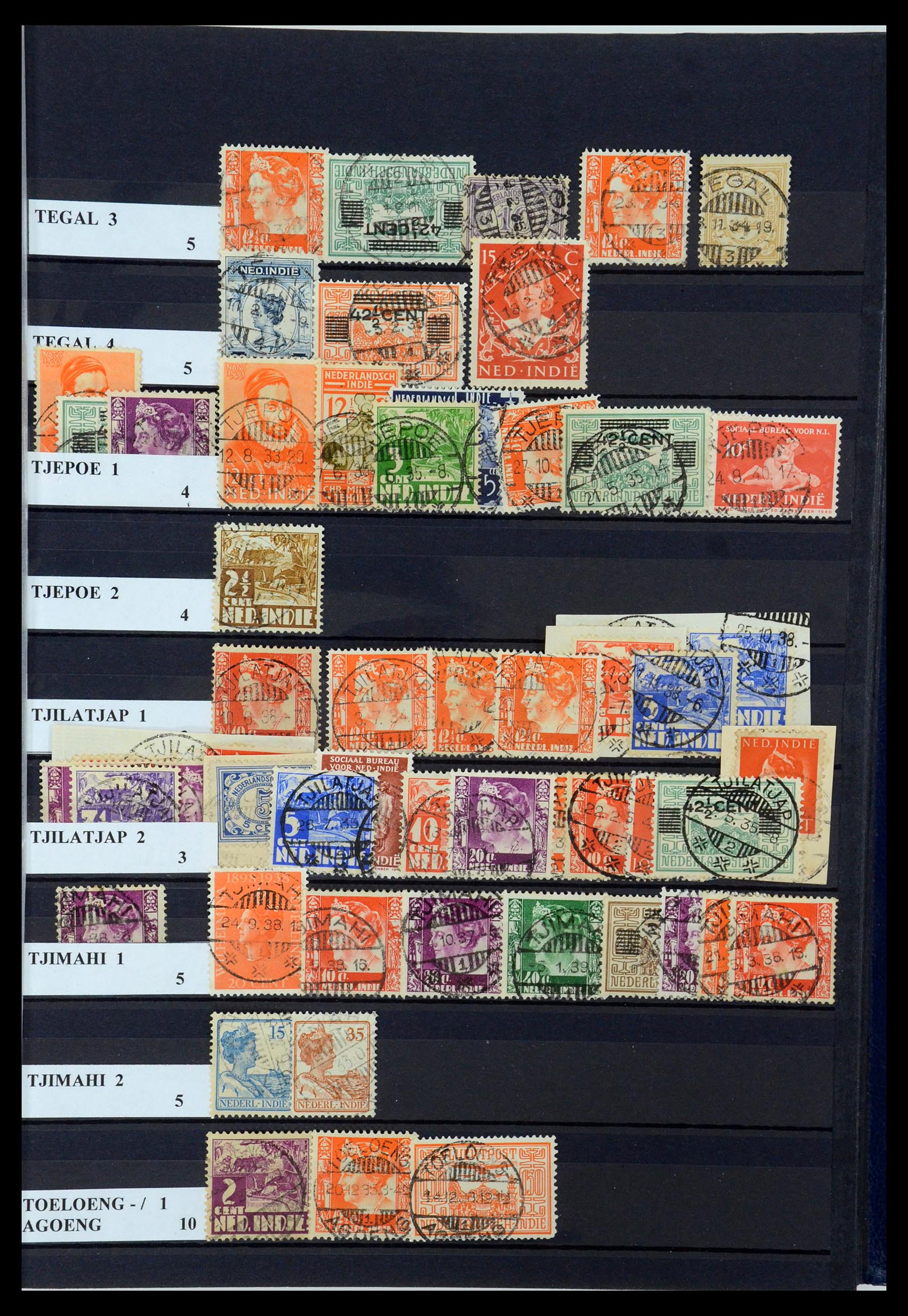 35628 069 - Postzegelverzameling 35628 Nederlands Indië stempels.