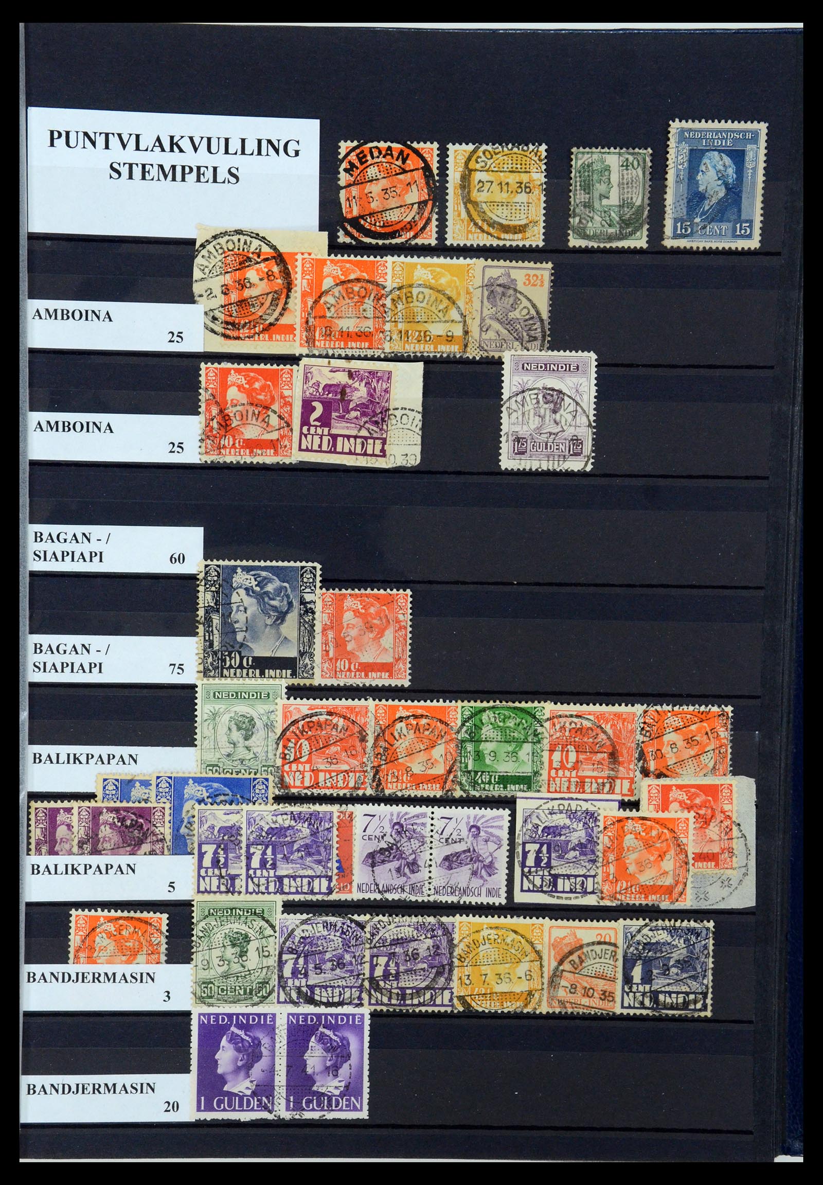 35628 070 - Postzegelverzameling 35628 Nederlands Indië stempels.