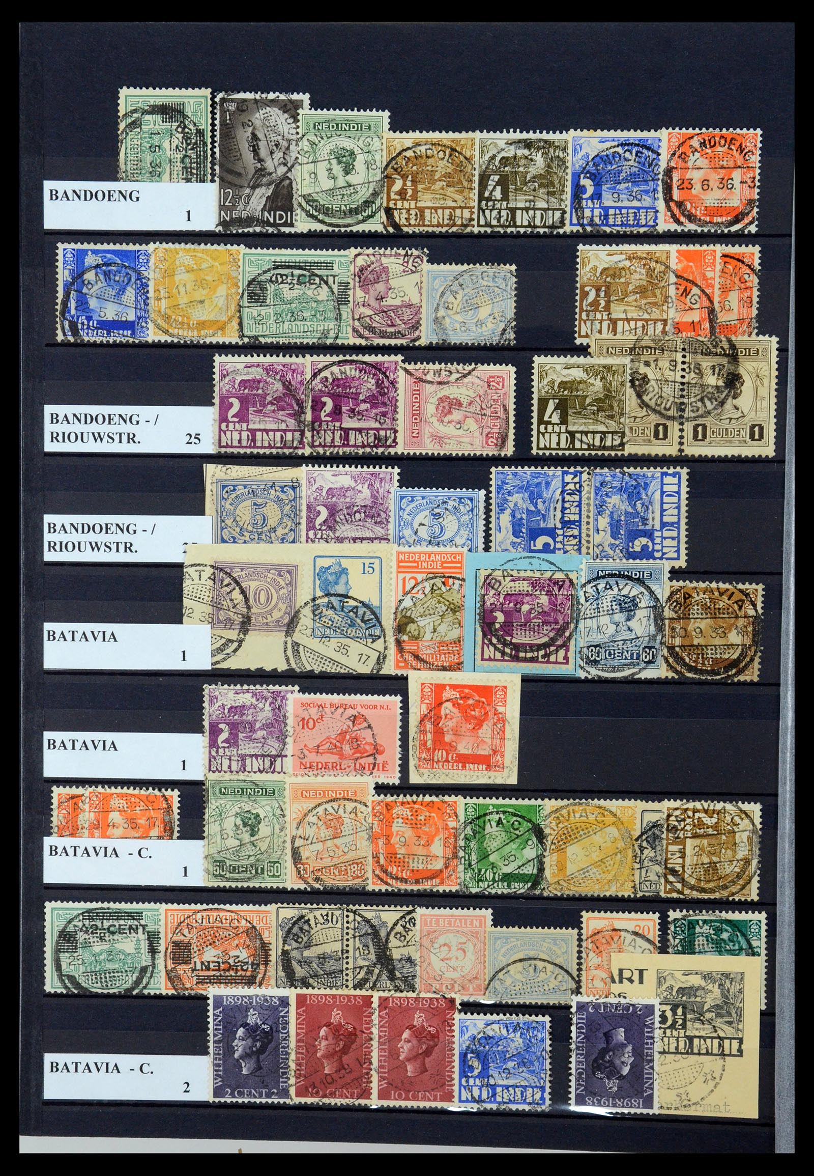 35628 071 - Postzegelverzameling 35628 Nederlands Indië stempels.