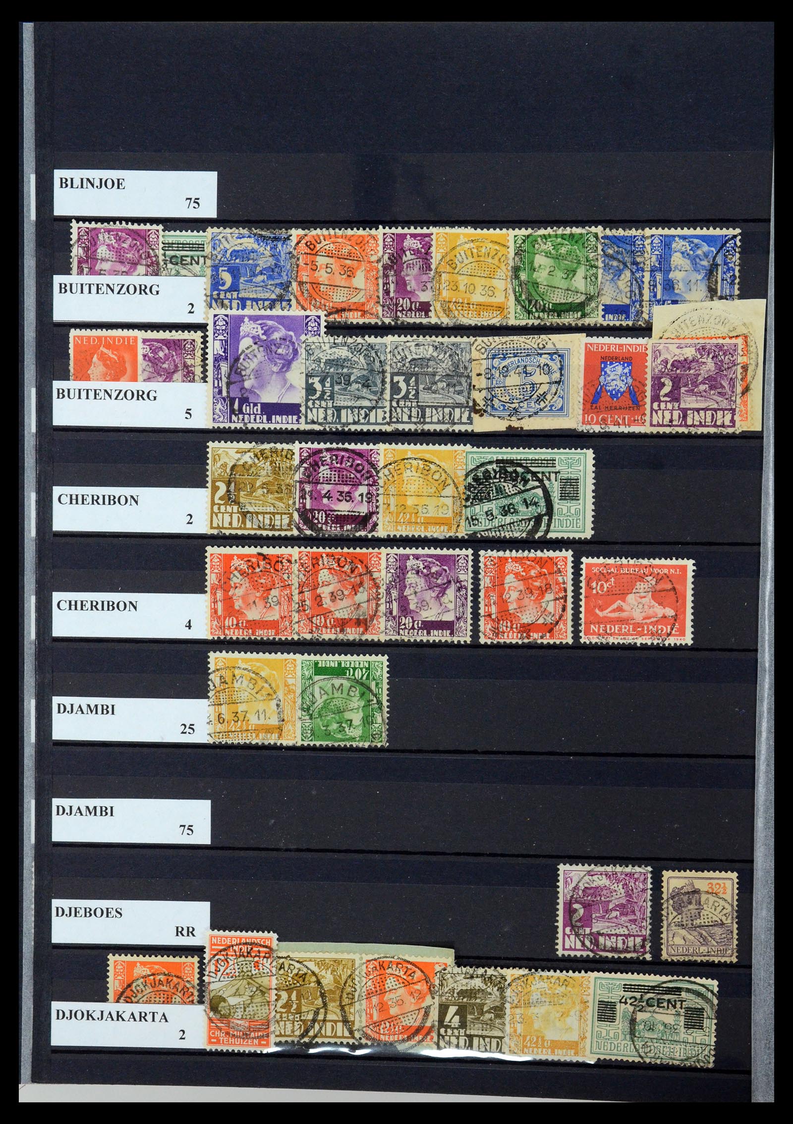 35628 073 - Postzegelverzameling 35628 Nederlands Indië stempels.