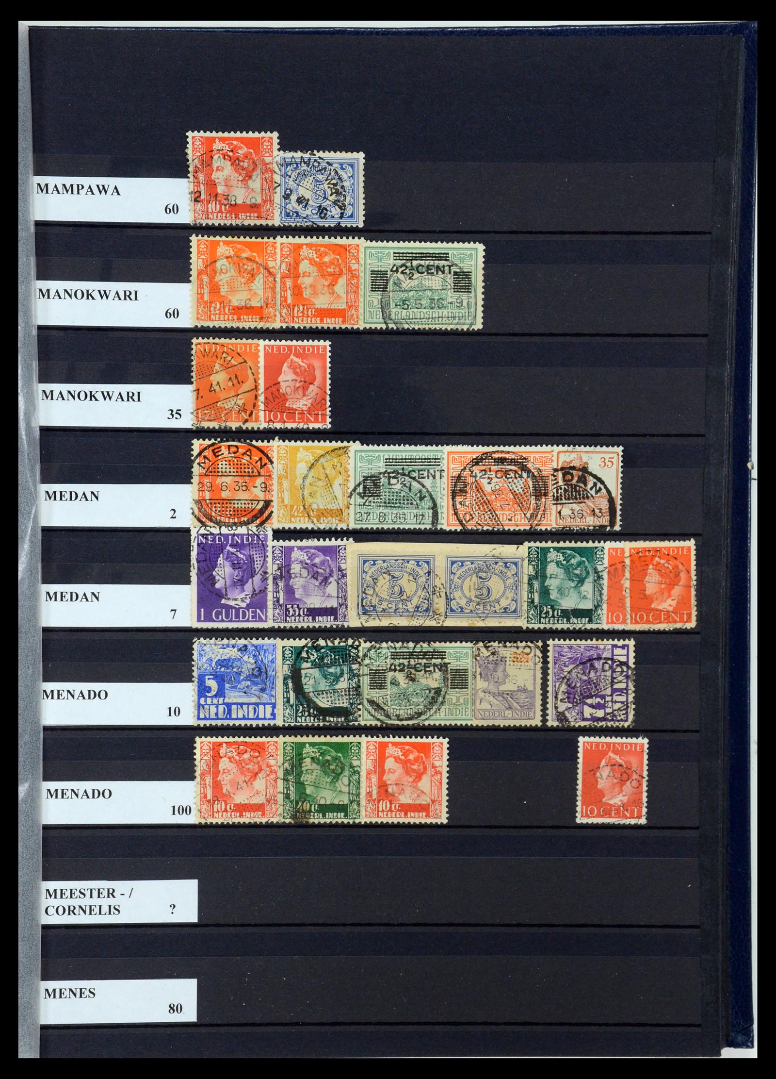 35628 076 - Postzegelverzameling 35628 Nederlands Indië stempels.