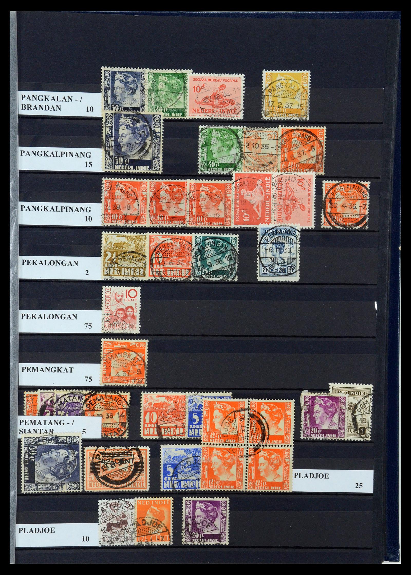 35628 078 - Postzegelverzameling 35628 Nederlands Indië stempels.