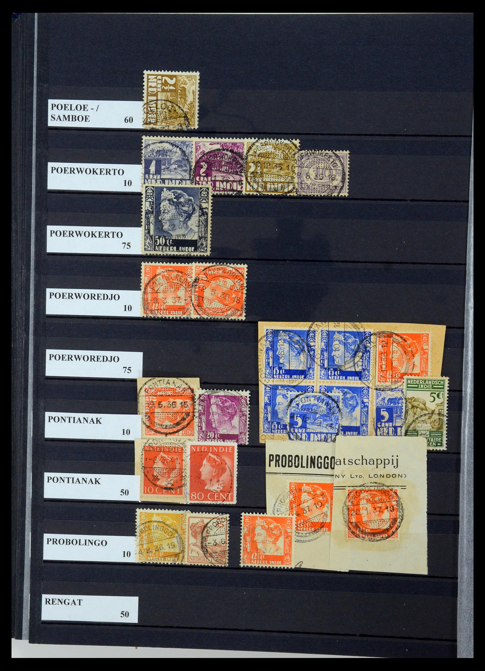 35628 079 - Postzegelverzameling 35628 Nederlands Indië stempels.
