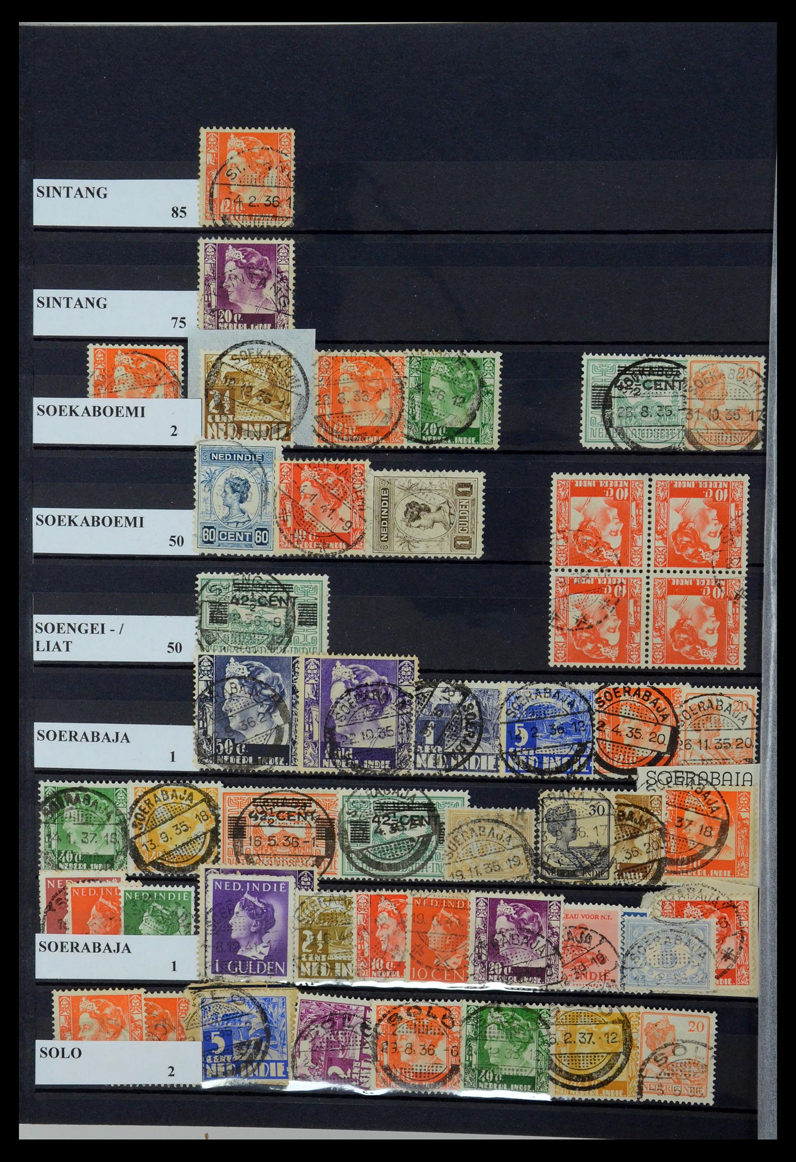 35628 081 - Postzegelverzameling 35628 Nederlands Indië stempels.