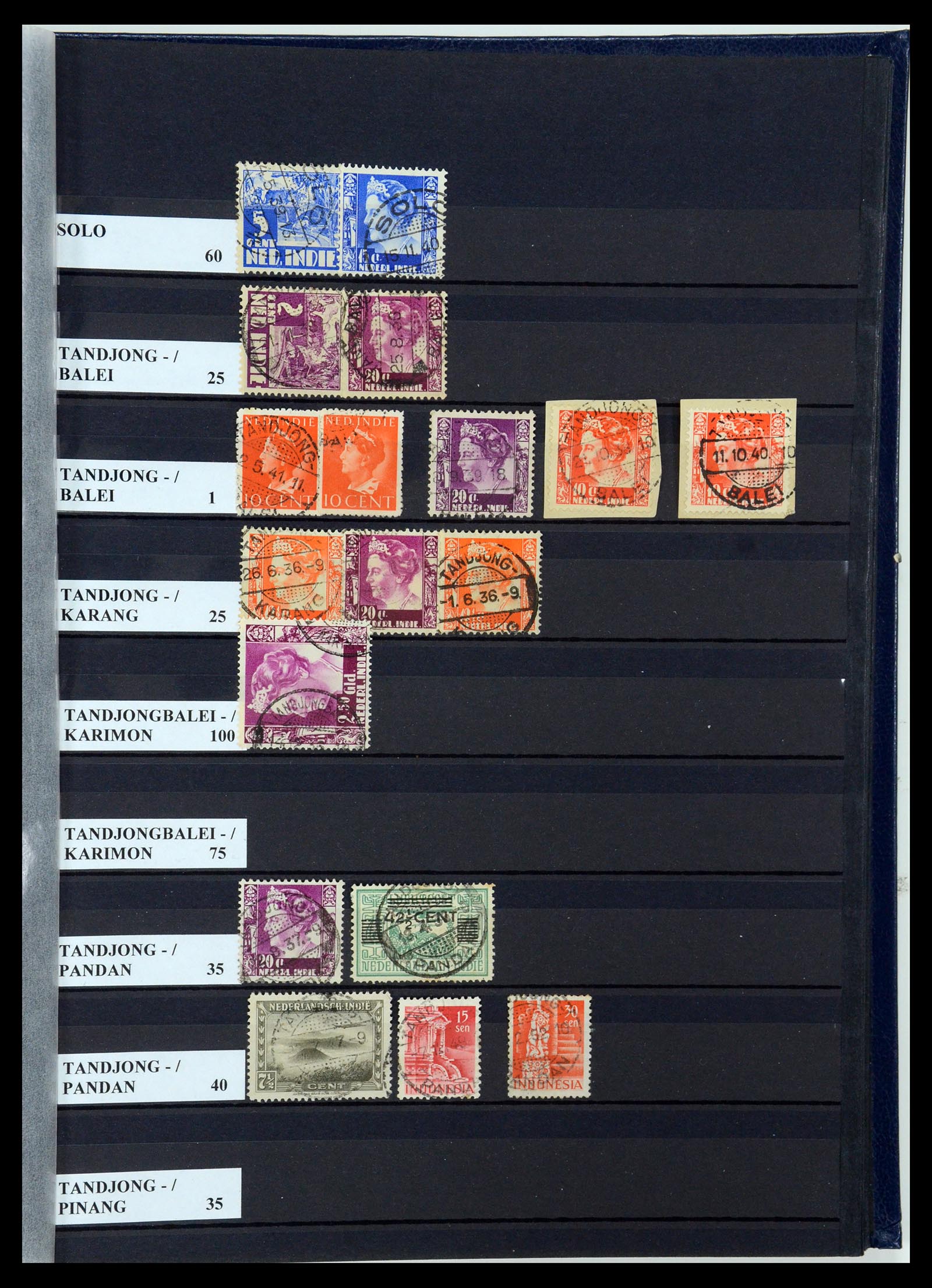 35628 082 - Postzegelverzameling 35628 Nederlands Indië stempels.