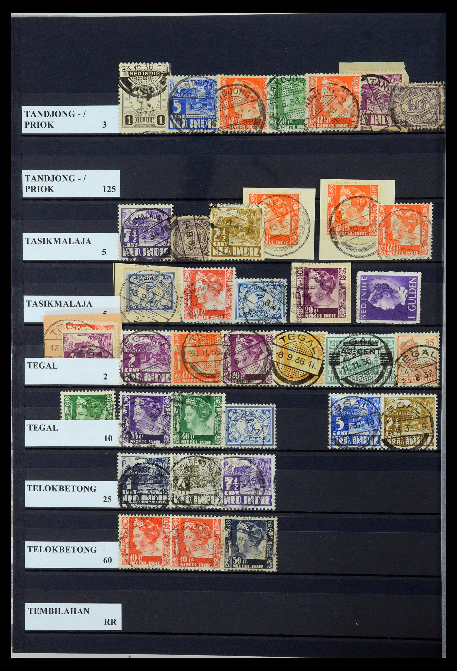 35628 083 - Postzegelverzameling 35628 Nederlands Indië stempels.