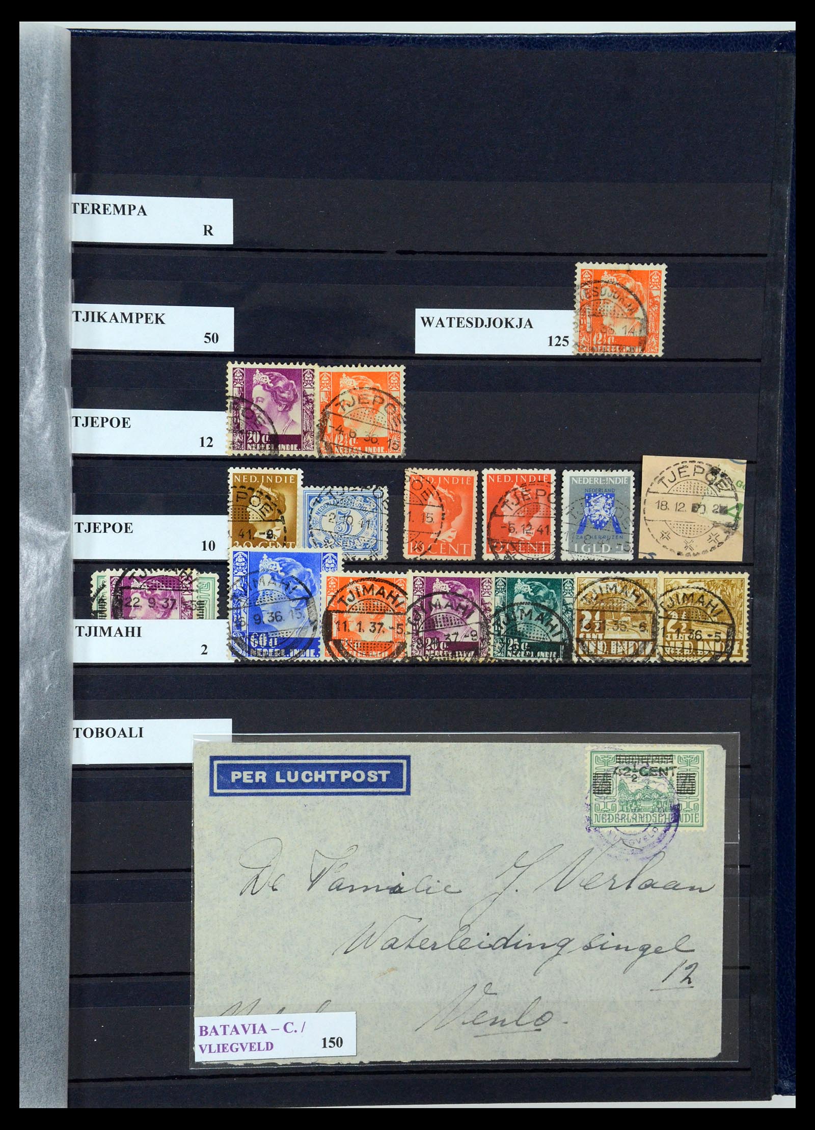 35628 084 - Postzegelverzameling 35628 Nederlands Indië stempels.