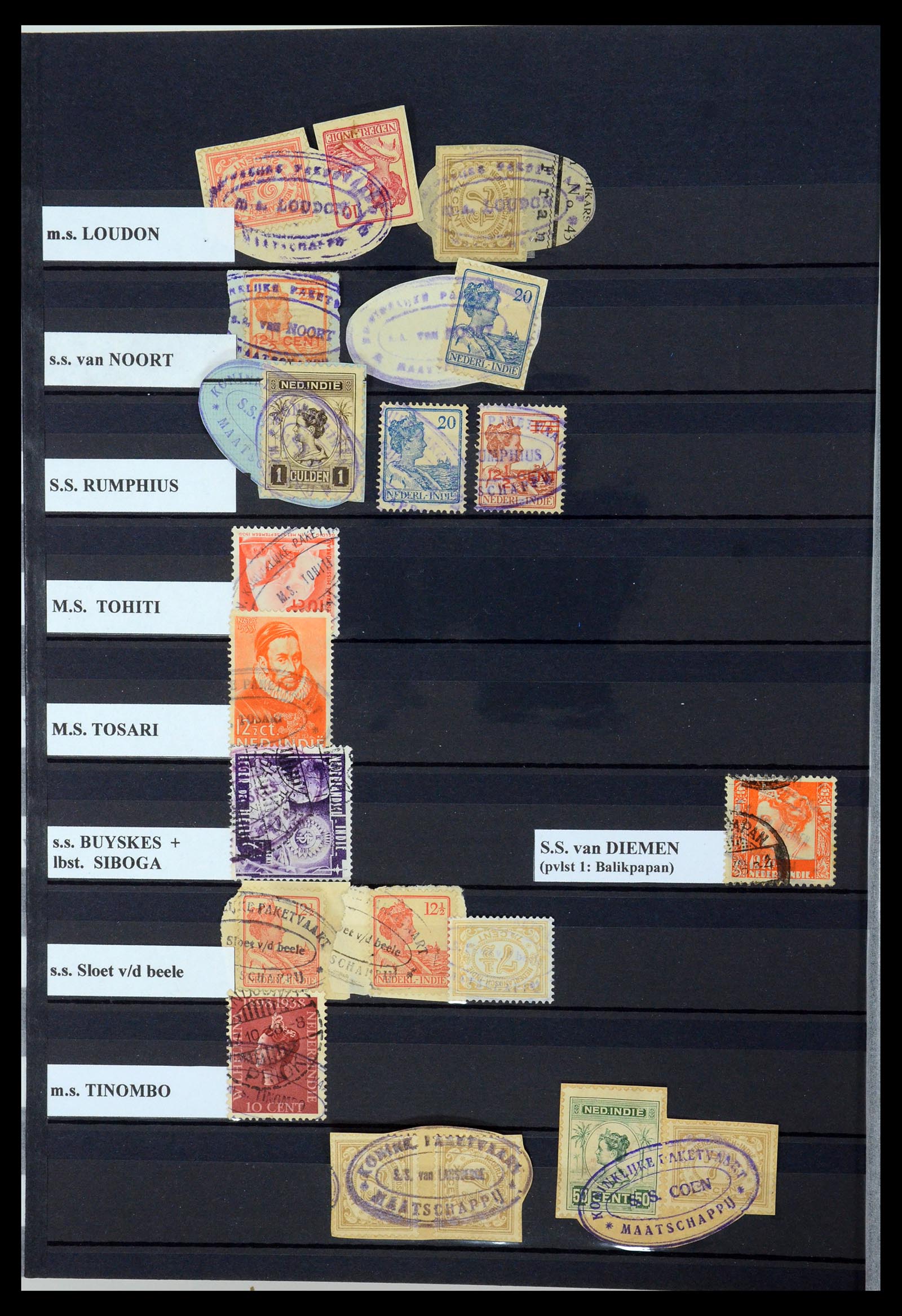 35628 089 - Postzegelverzameling 35628 Nederlands Indië stempels.
