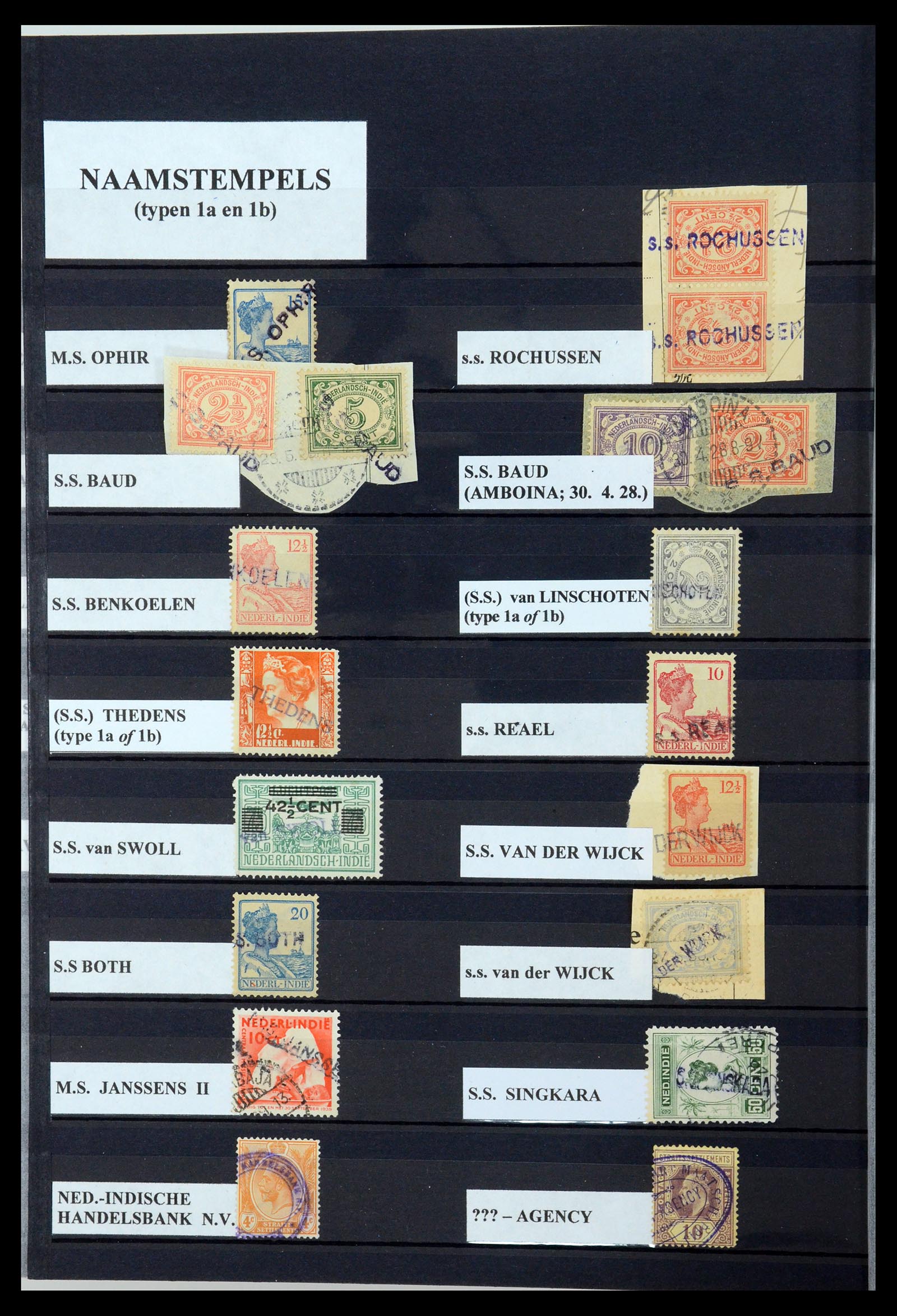 35628 092 - Postzegelverzameling 35628 Nederlands Indië stempels.