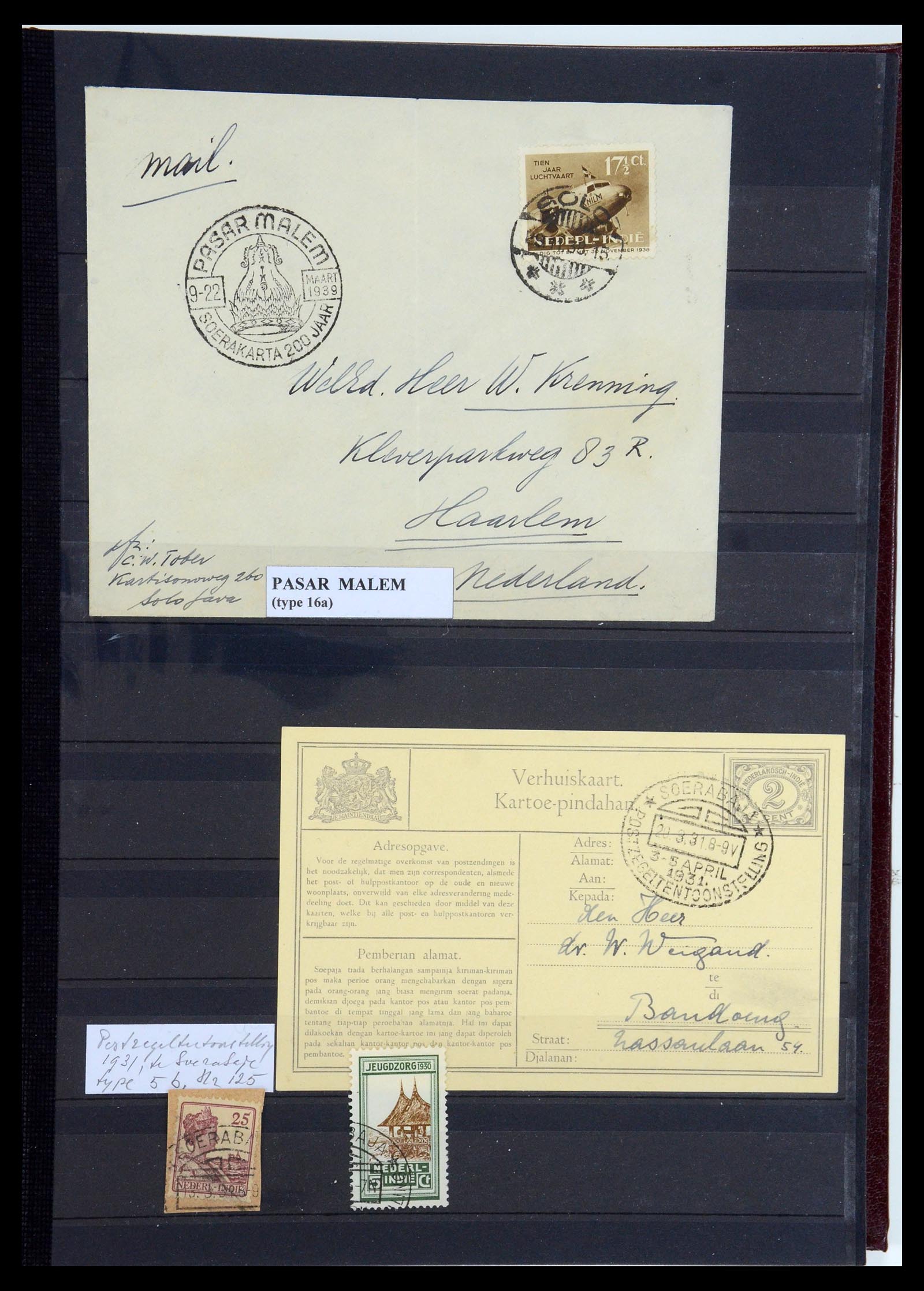 35628 161 - Postzegelverzameling 35628 Nederlands Indië stempels.