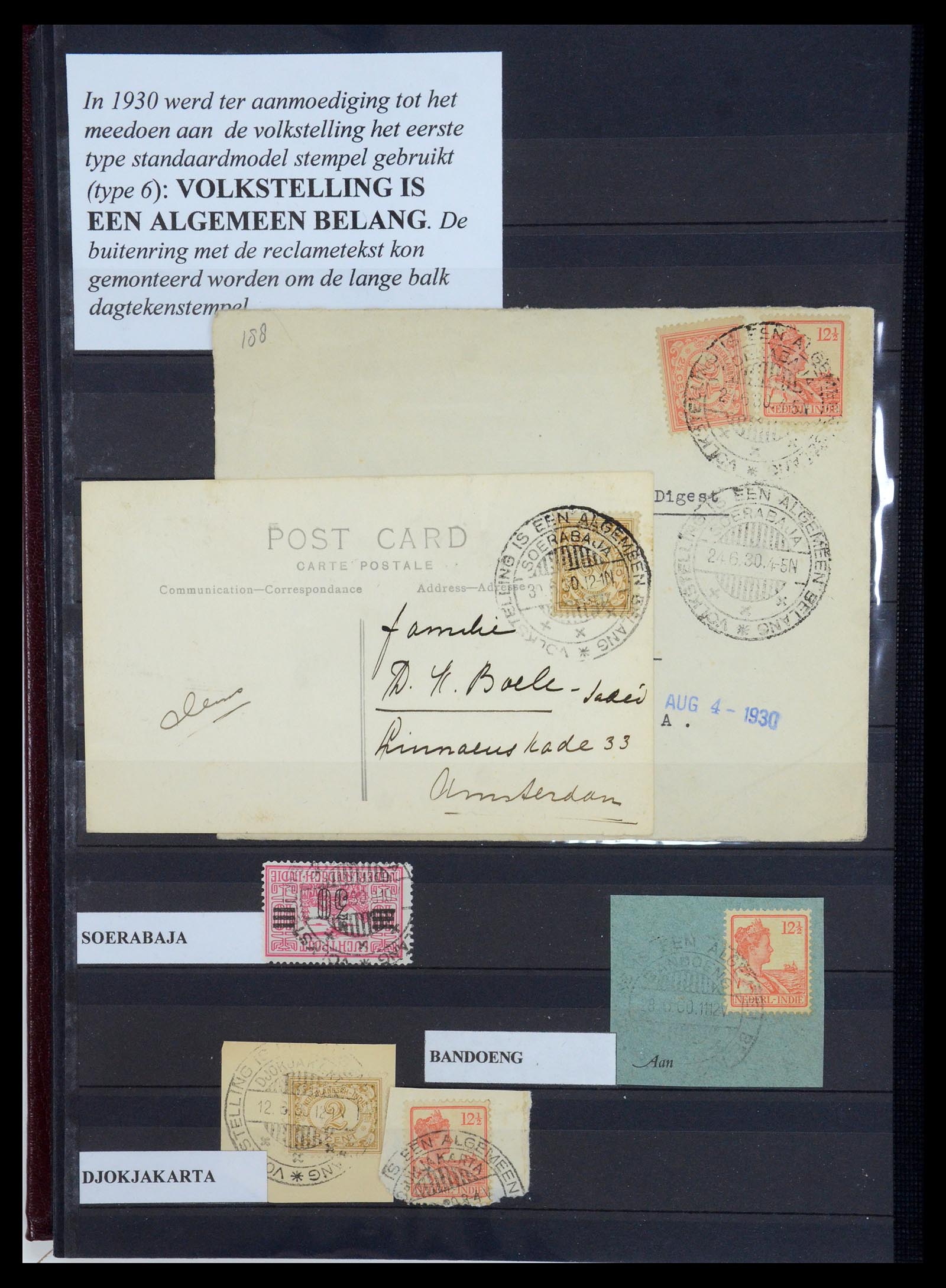 35628 162 - Postzegelverzameling 35628 Nederlands Indië stempels.
