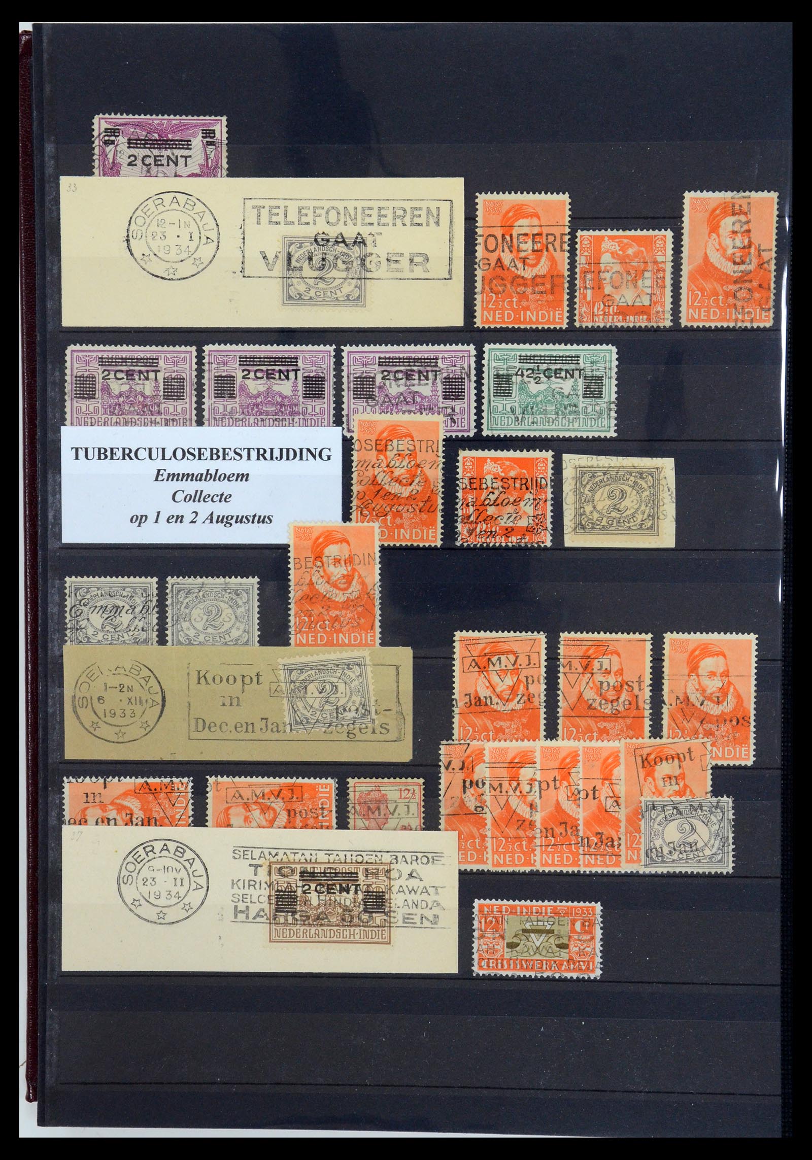 35628 174 - Postzegelverzameling 35628 Nederlands Indië stempels.
