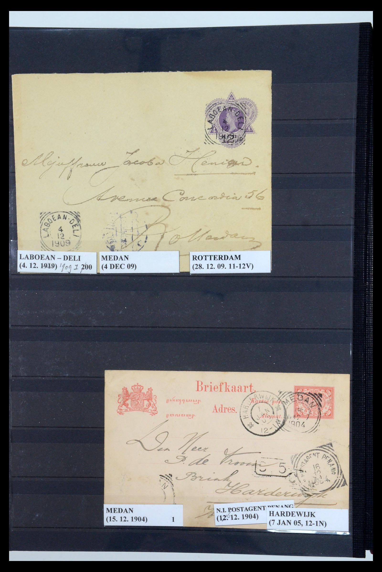 35628 185 - Postzegelverzameling 35628 Nederlands Indië stempels.