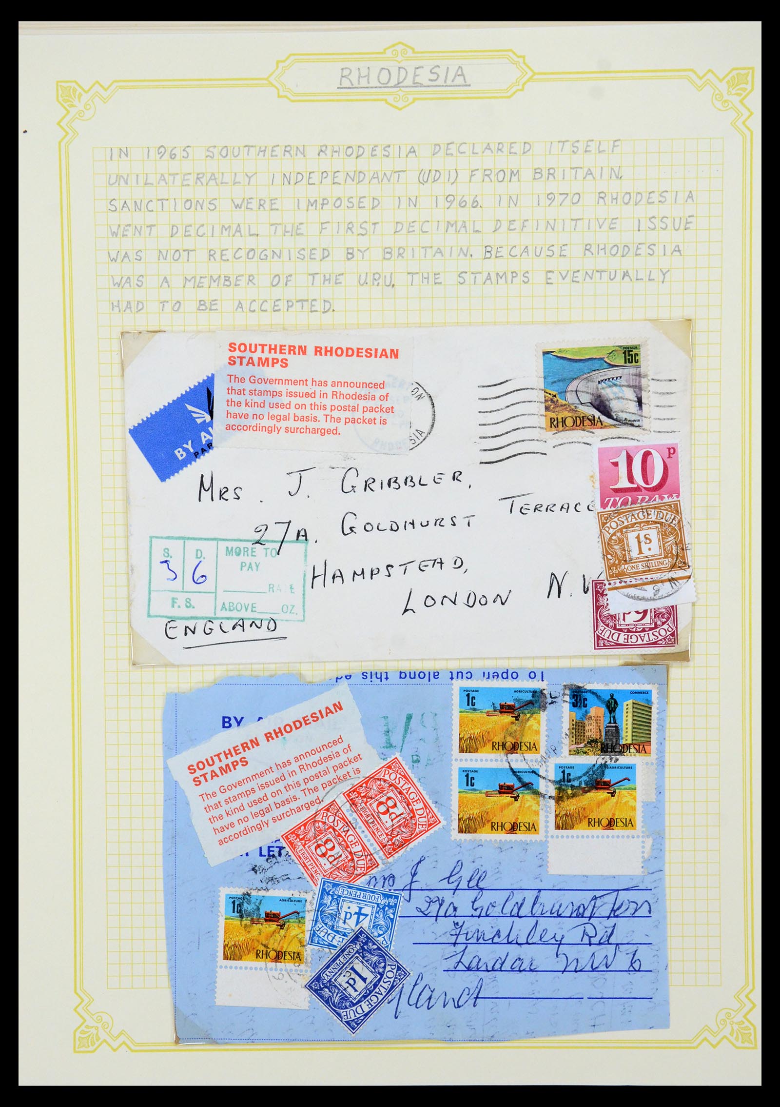 35638 032 - Postzegelverzameling 35638 Rhodesië 1954-1972.