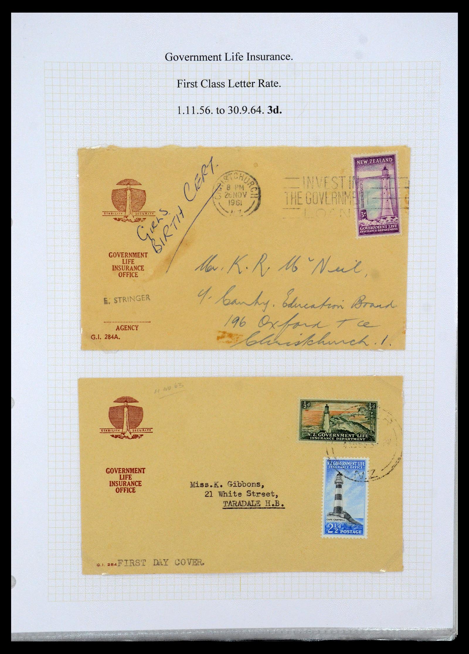 35643 012 - Stamp Collection 35643 New Zealand life insurance 1891-1981.