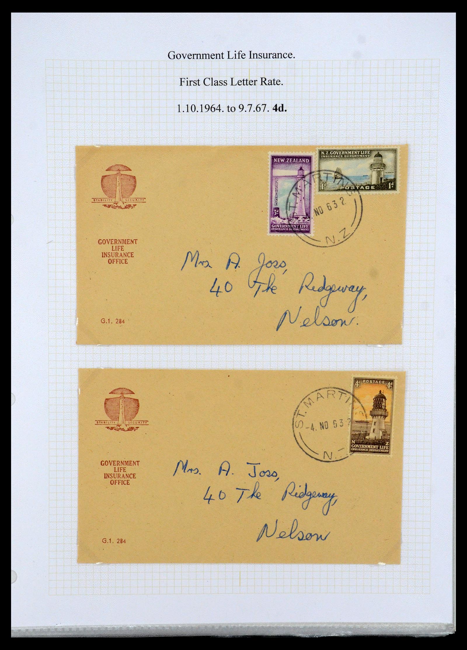 35643 013 - Postzegelverzameling 35643 Nieuw Zeeland life insurance 1891-1981.
