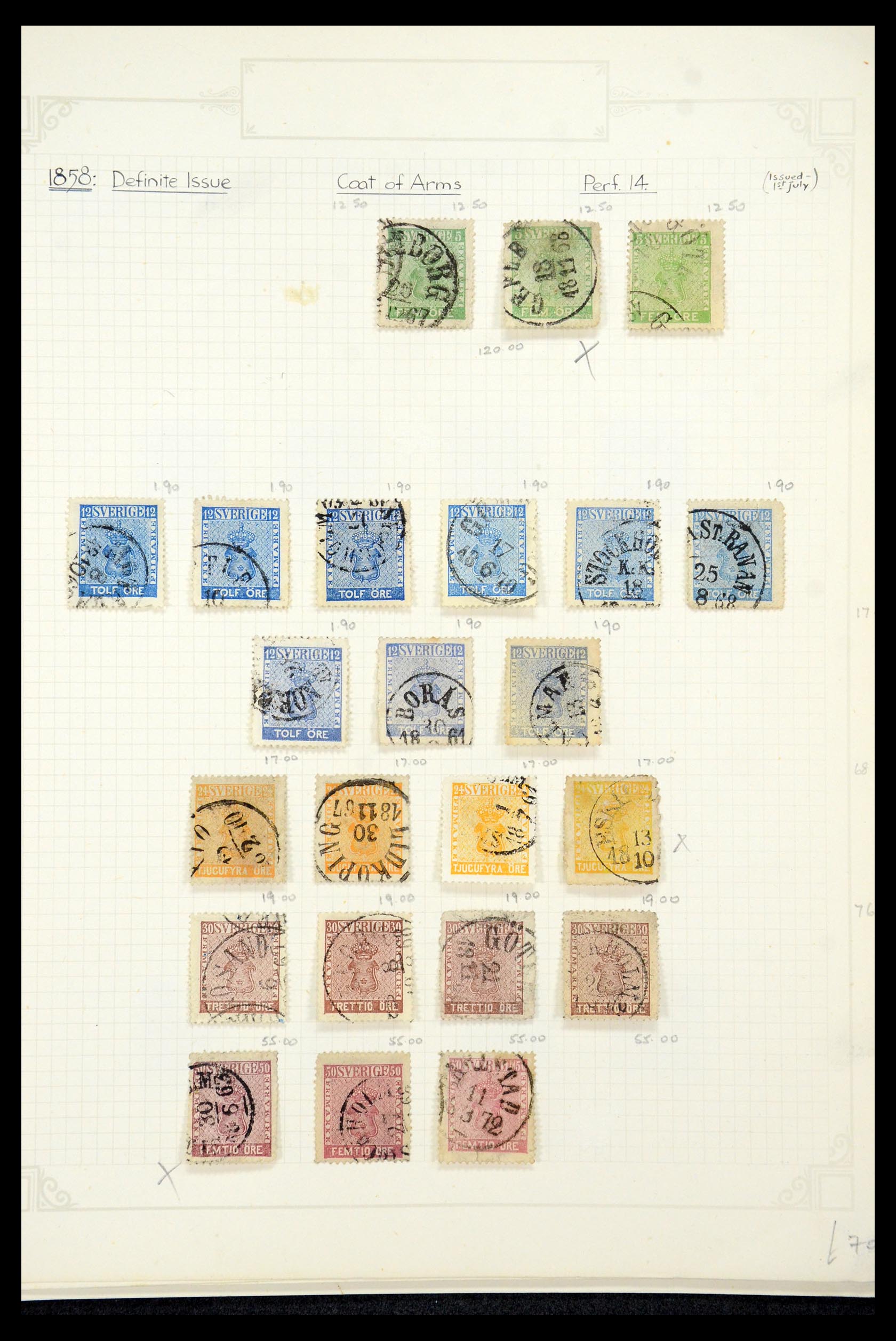 35646 007 - Stamp Collection 35646 Sweden 1858-1891.