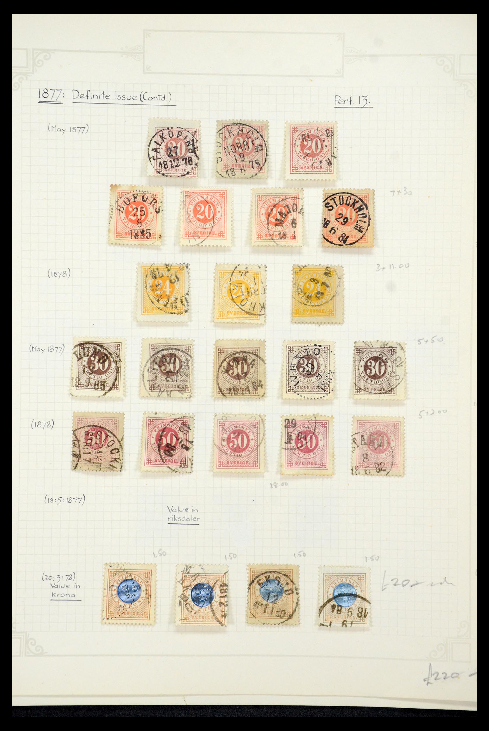 35646 012 - Postzegelverzameling 35646 Zweden 1858-1891.