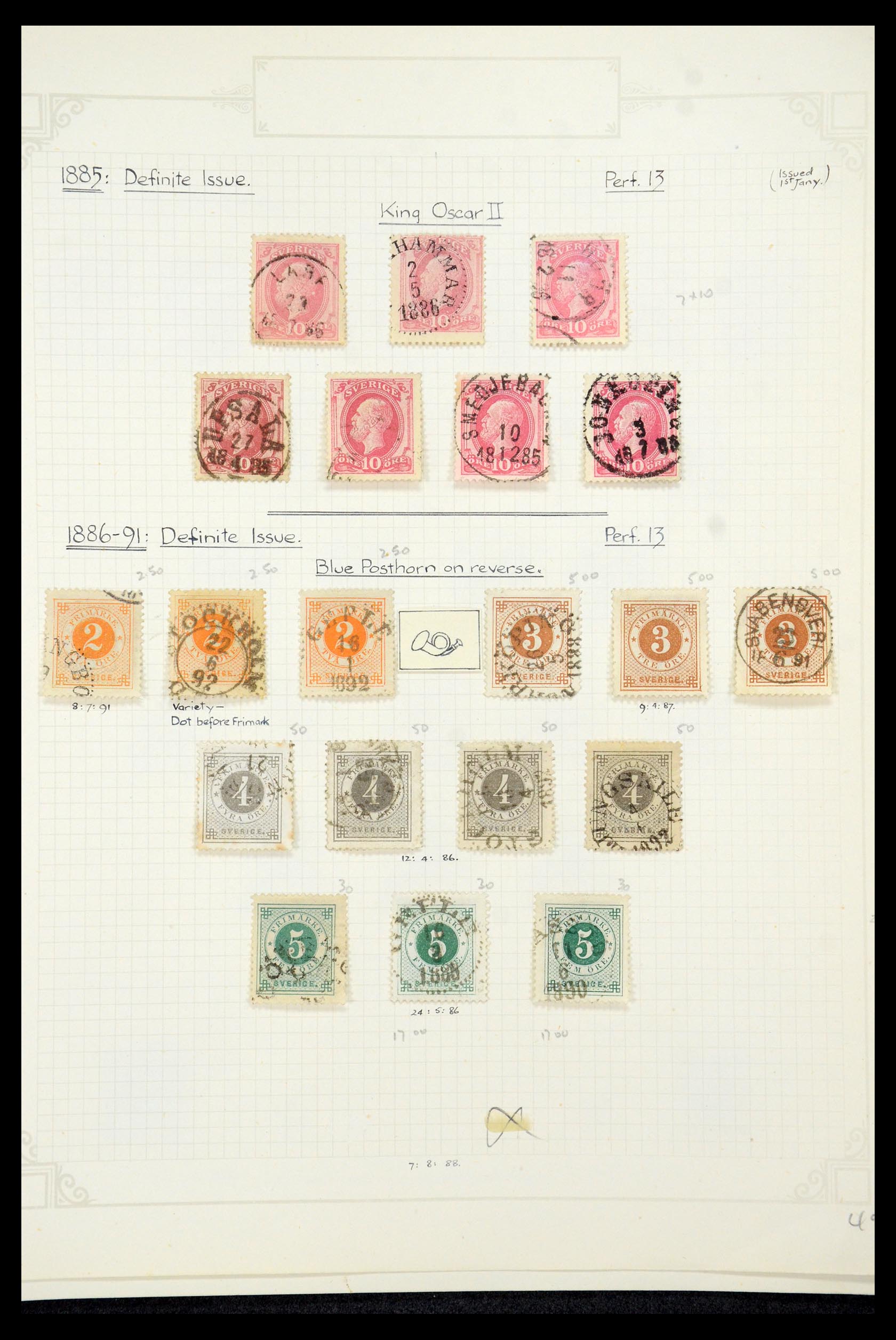 35646 013 - Postzegelverzameling 35646 Zweden 1858-1891.
