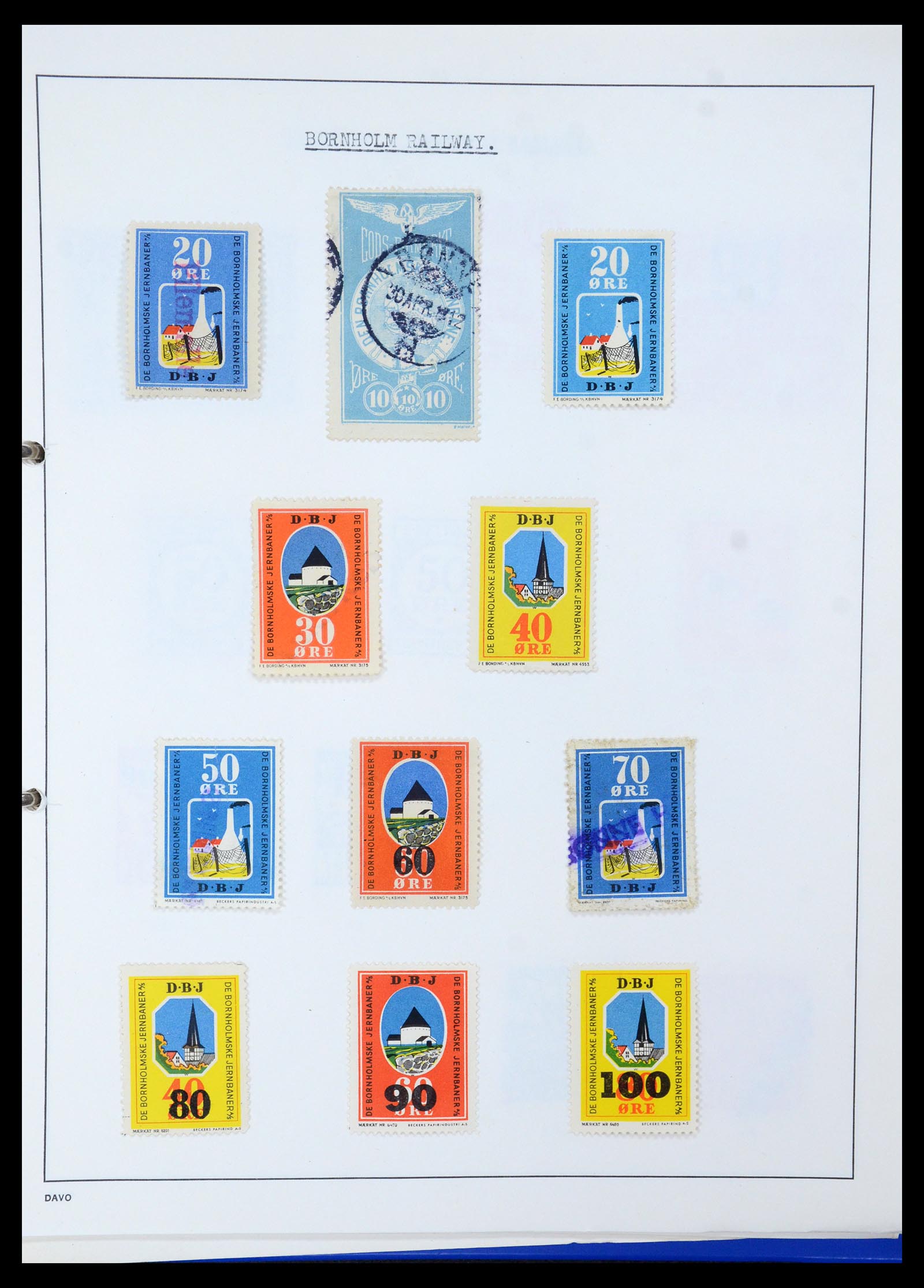 35650 007 - Postzegelverzameling 35650 Denemarken spoorwegzegels.