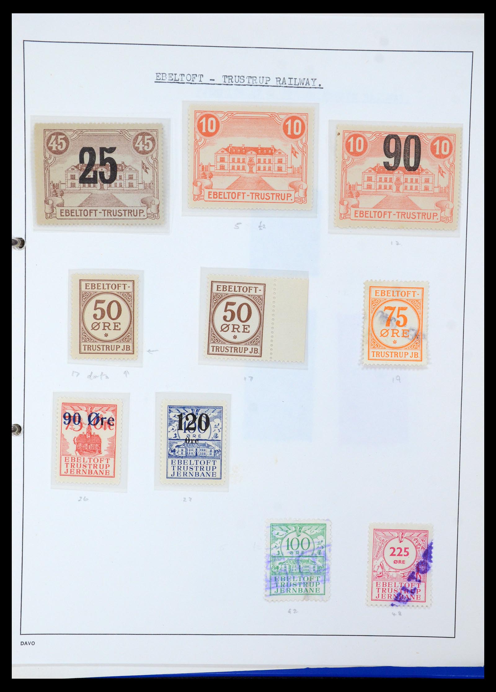 35650 008 - Postzegelverzameling 35650 Denemarken spoorwegzegels.