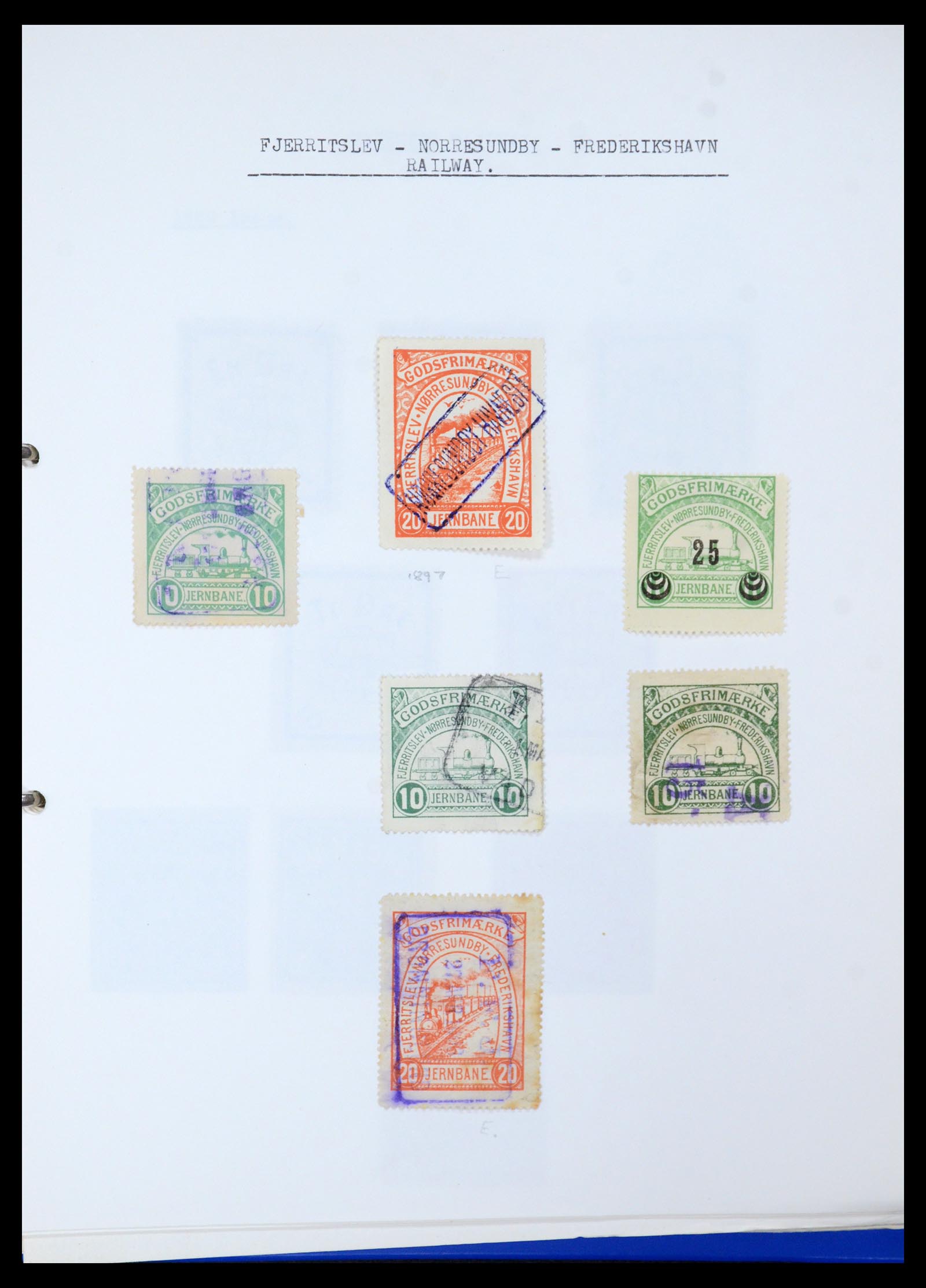 35650 010 - Postzegelverzameling 35650 Denemarken spoorwegzegels.