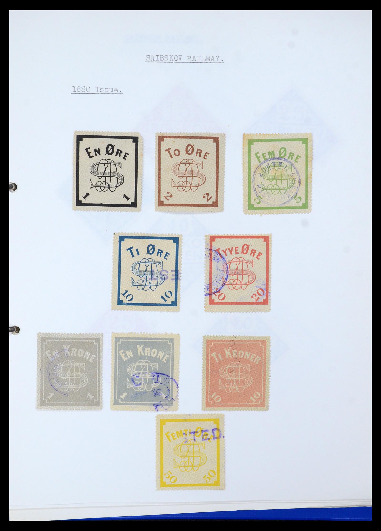 35650 011 - Postzegelverzameling 35650 Denemarken spoorwegzegels.