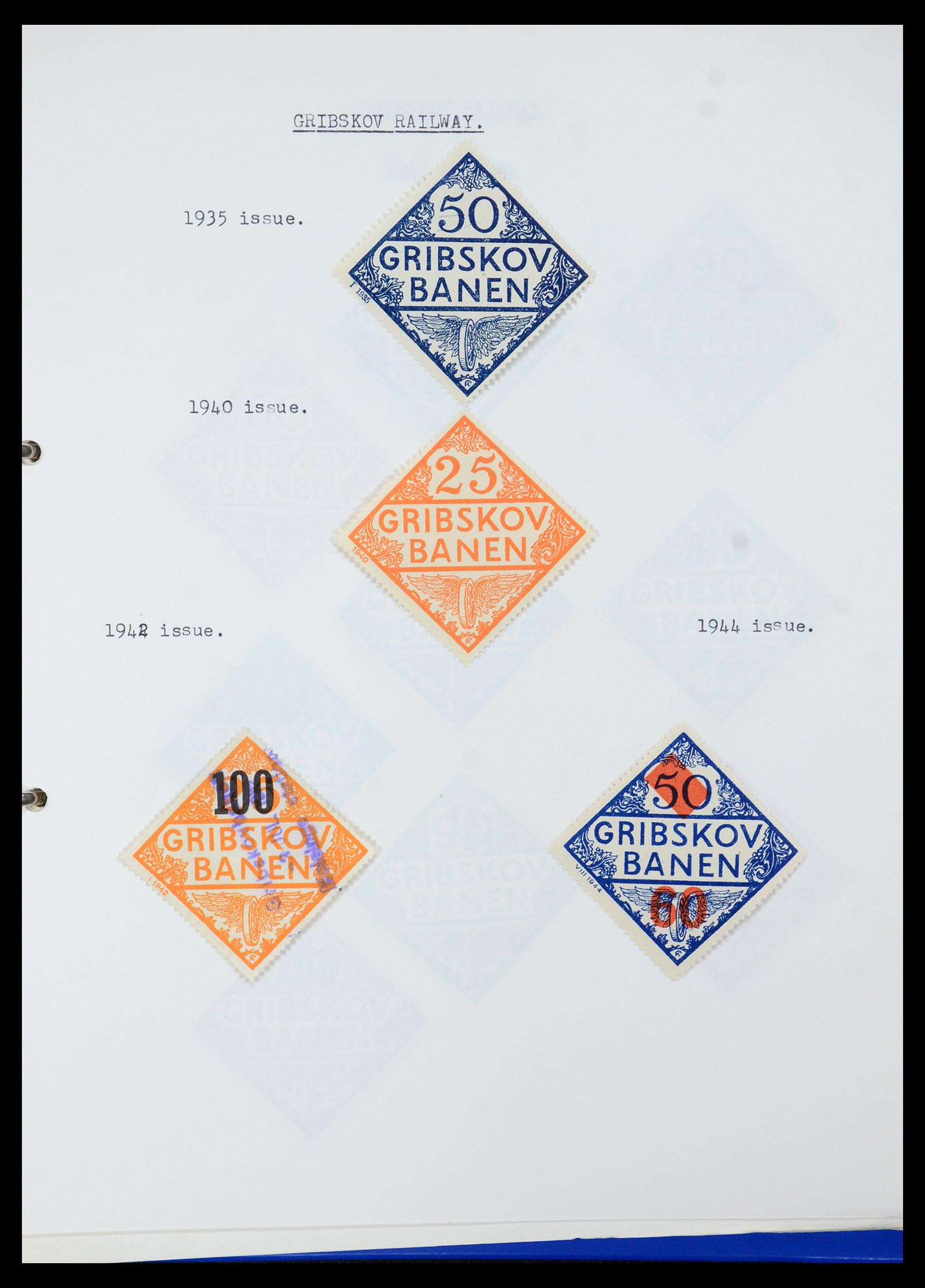 35650 013 - Postzegelverzameling 35650 Denemarken spoorwegzegels.