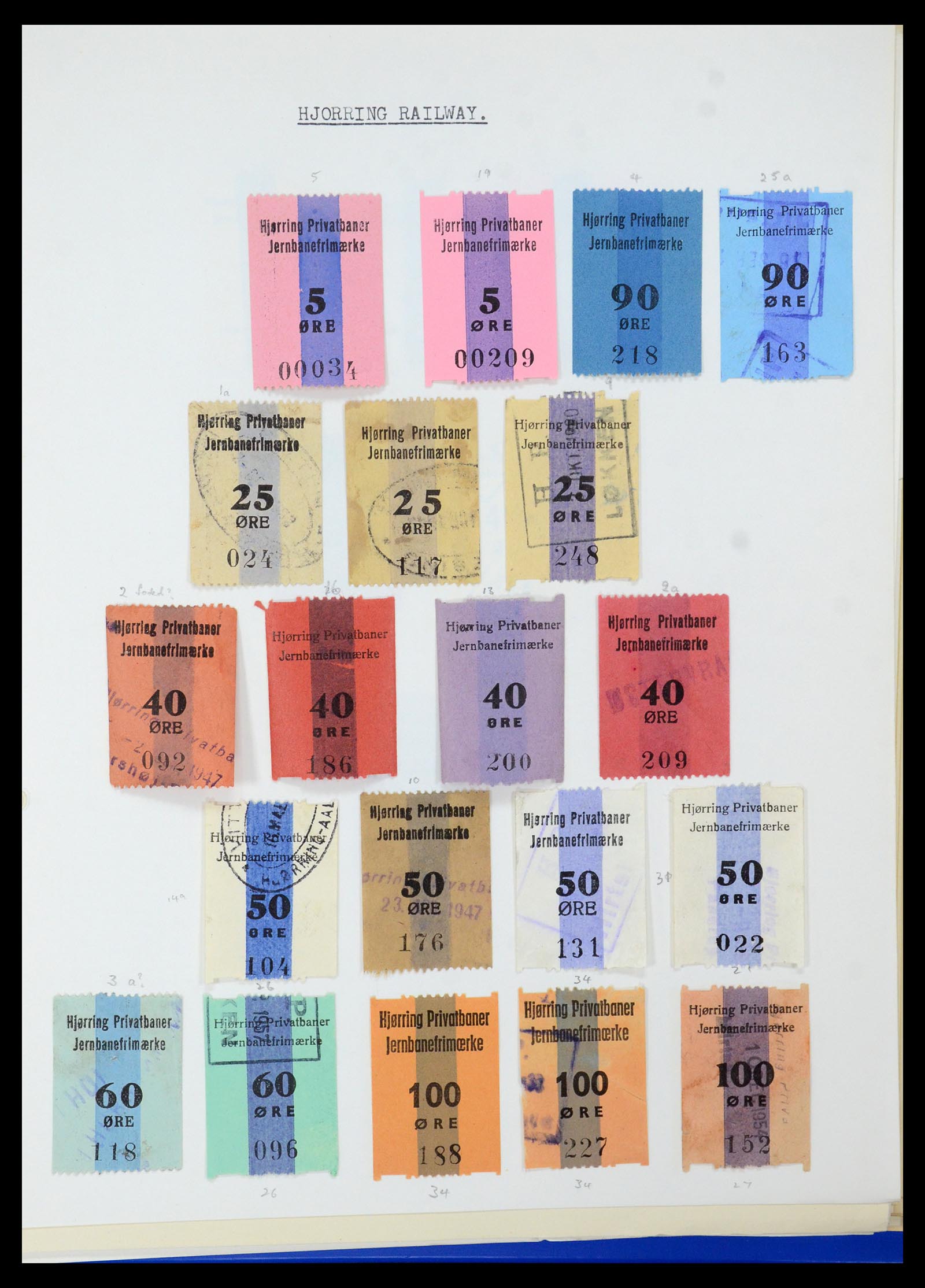 35650 022 - Postzegelverzameling 35650 Denemarken spoorwegzegels.