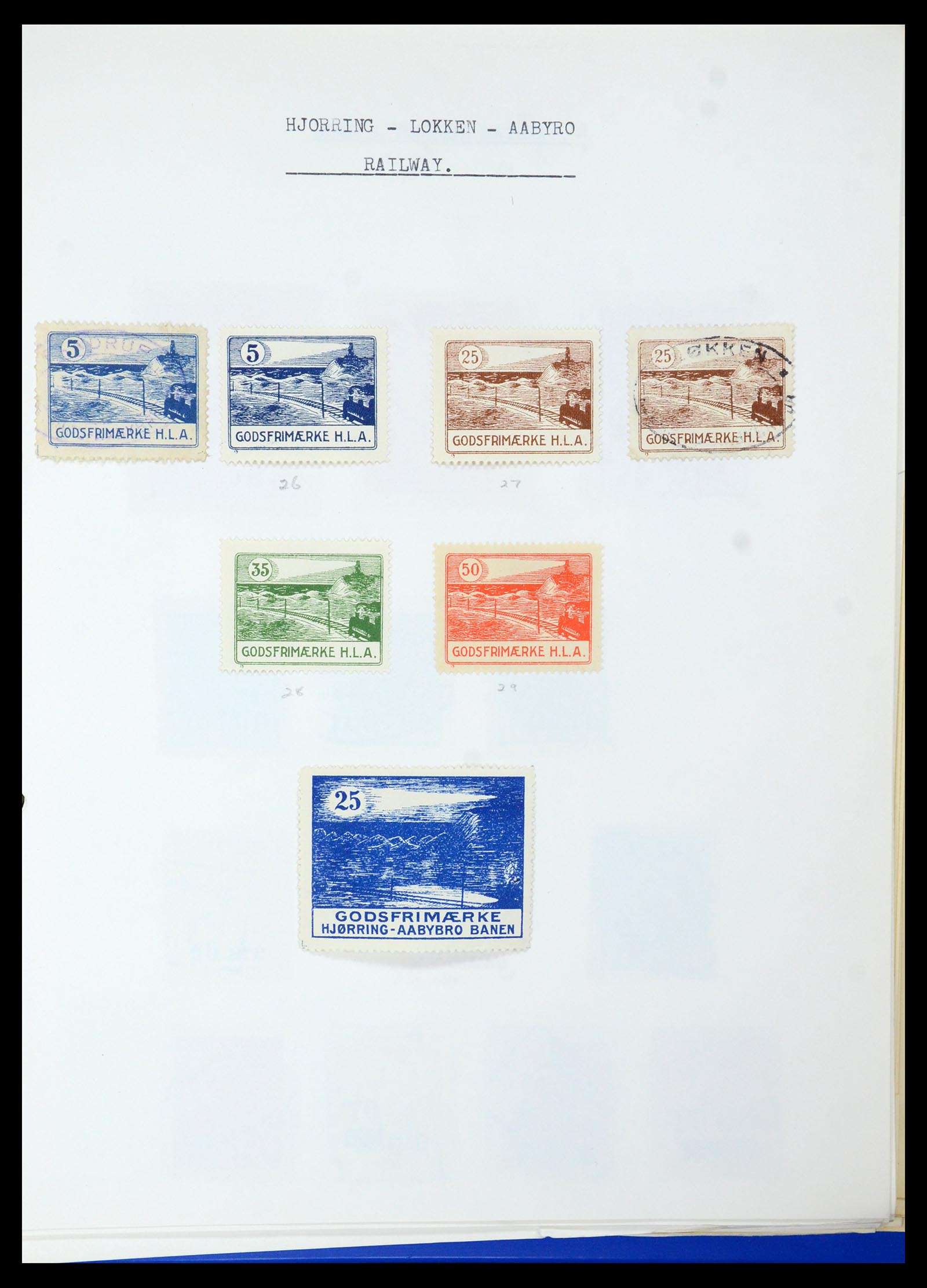 35650 026 - Postzegelverzameling 35650 Denemarken spoorwegzegels.