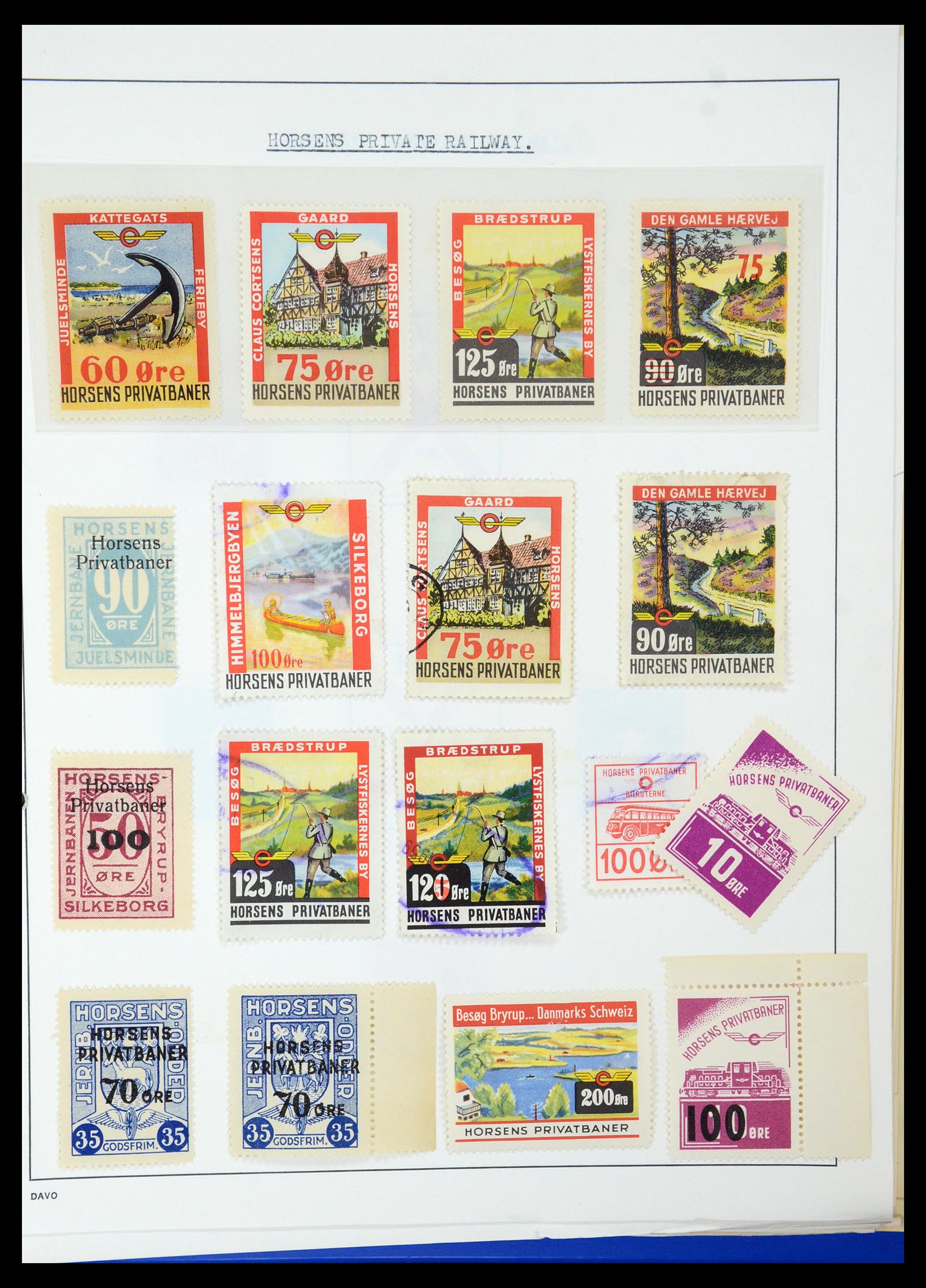 35650 028 - Postzegelverzameling 35650 Denemarken spoorwegzegels.