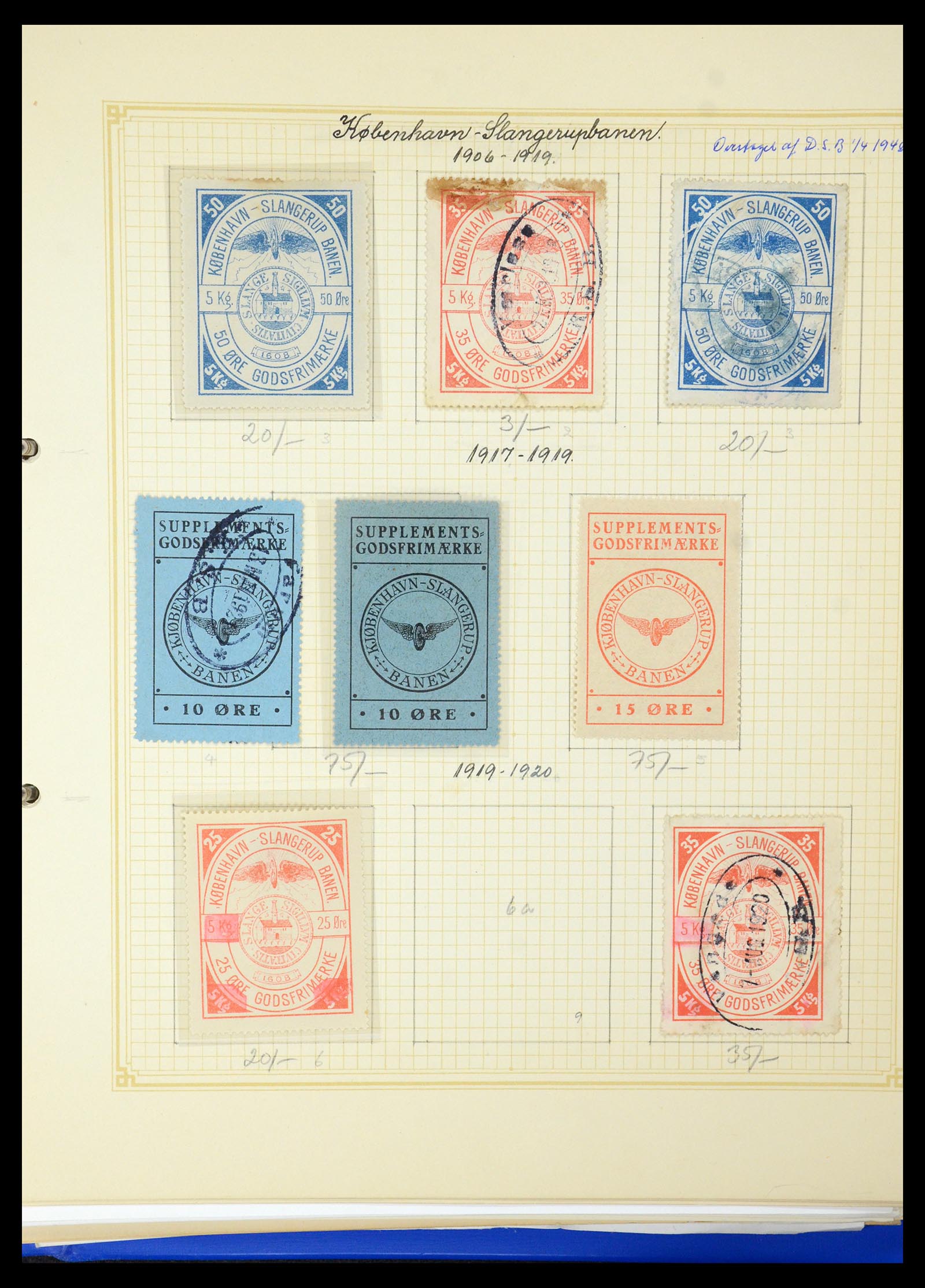 35650 032 - Postzegelverzameling 35650 Denemarken spoorwegzegels.