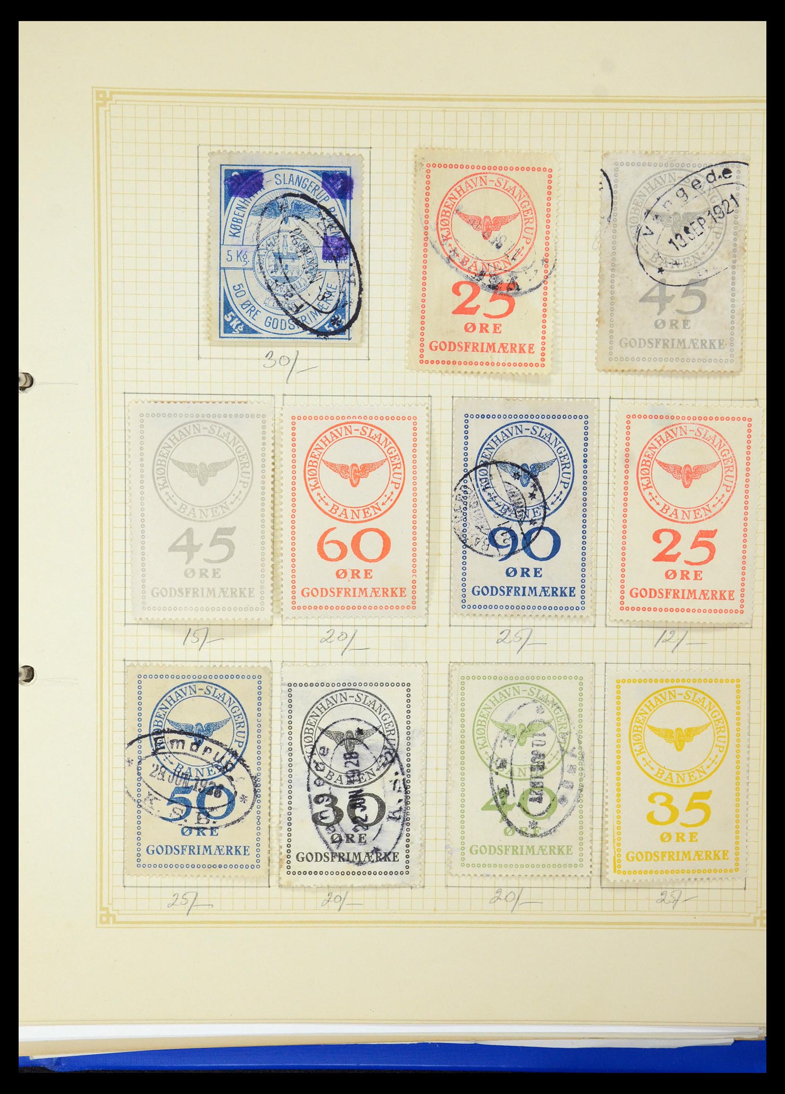35650 033 - Postzegelverzameling 35650 Denemarken spoorwegzegels.